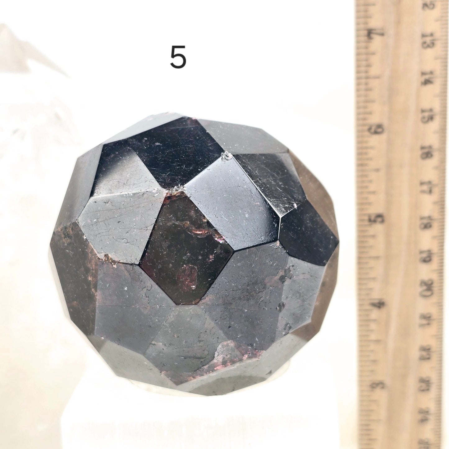 Garnet - Giant Faceted Garnet Crystal Sphere - You Choose variant 5 labeled with ruler for size reference