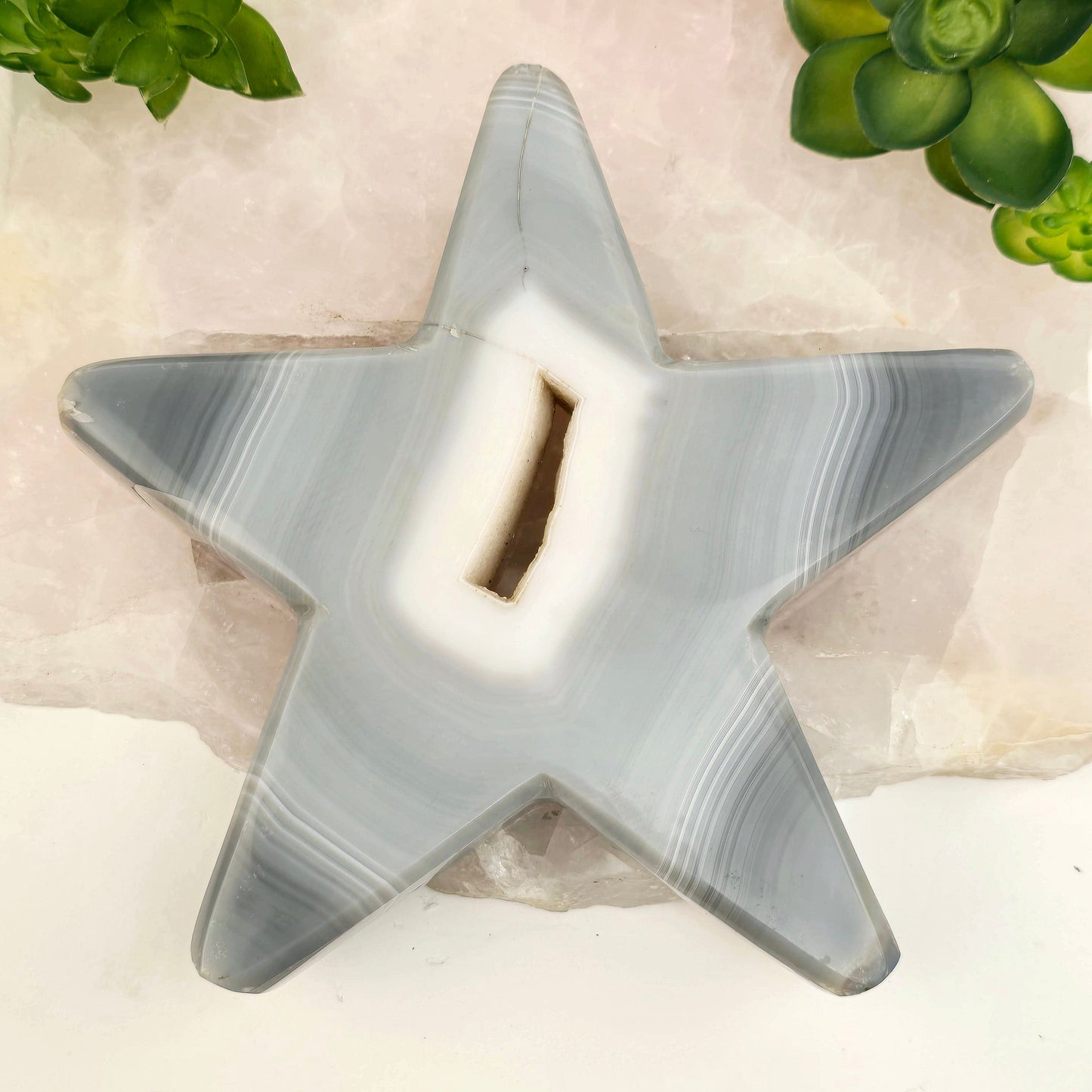 Natural Agate Druzy Crystal Star - One-of-a-Kind top front view