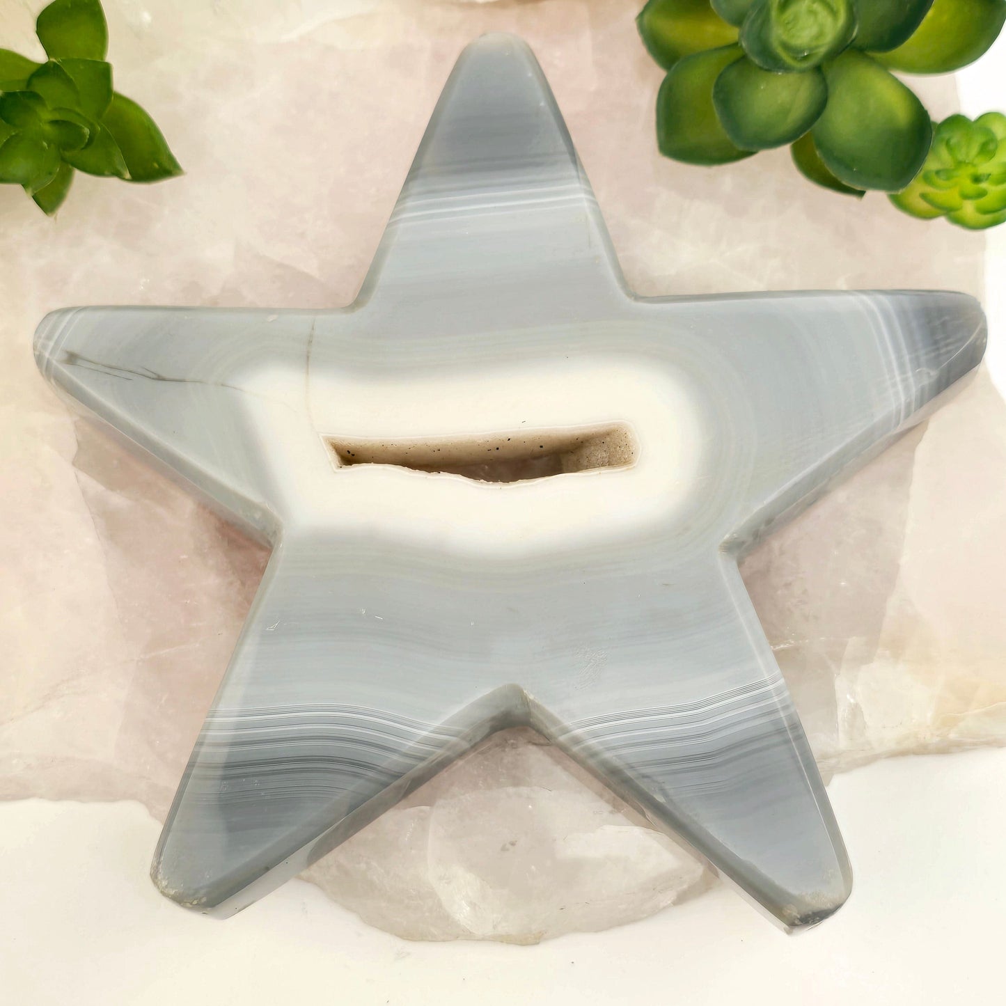 Natural Agate Druzy Crystal Star - One-of-a-Kind back top view