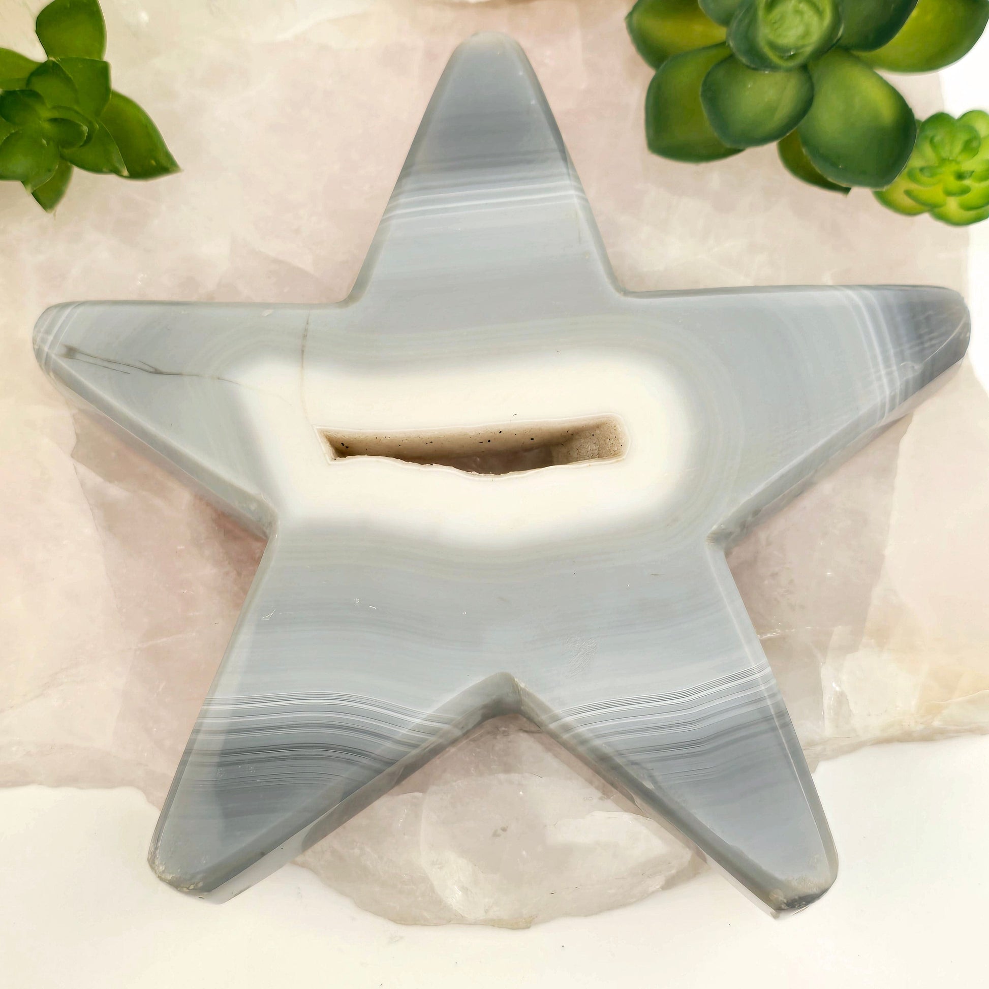 Natural Agate Druzy Crystal Star - One-of-a-Kind back top view