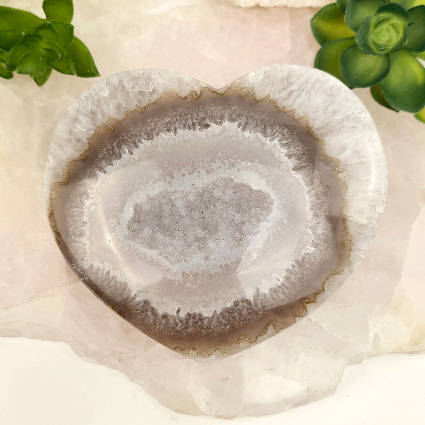 Agate Druzy Crystal Heart ONE-OF-A-KIND Valentine's Day Gift Idea #1 top front view