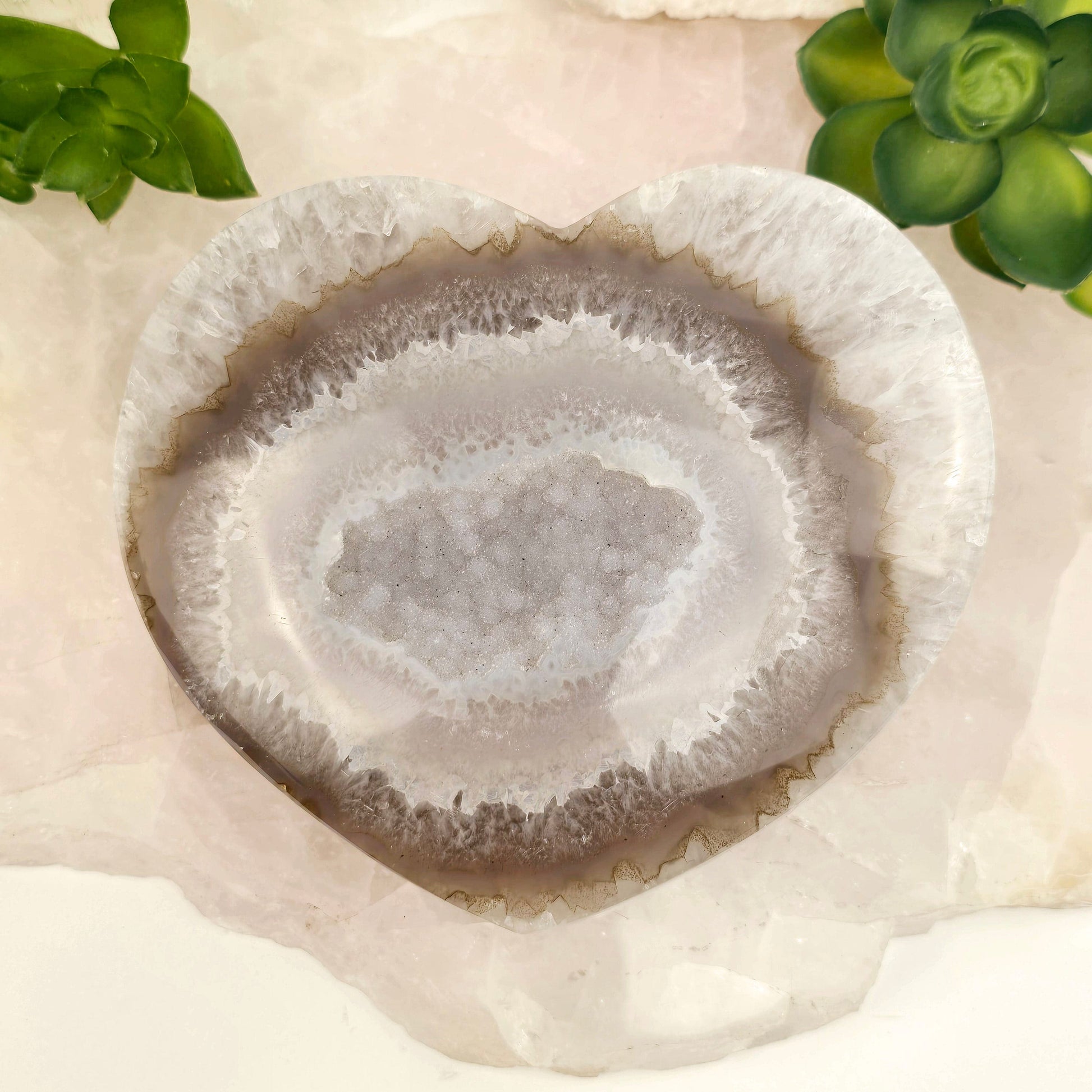 Agate Druzy Crystal Heart ONE-OF-A-KIND Valentine's Day Gift Idea #1 top front view