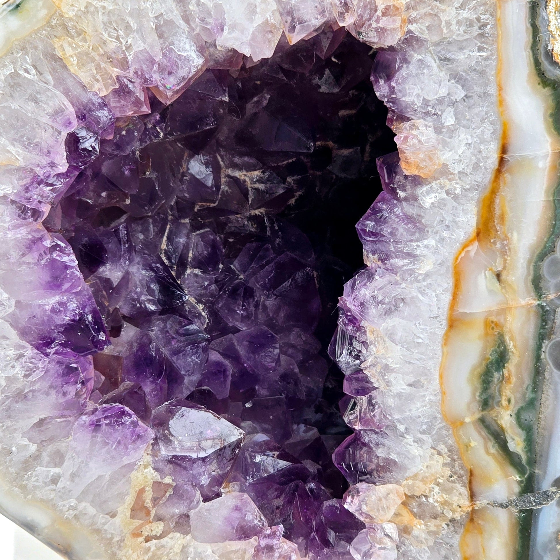 Amethyst Crystal Geode on Metal Stand - One-of-a-Kind #1 closeup for detail