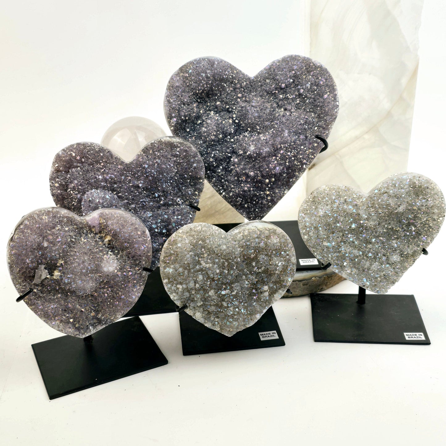 Angel Aura Amethyst Druzy Crystal Heart on Stand - You Choose - Valentine's Day Gift #1 all variants with props