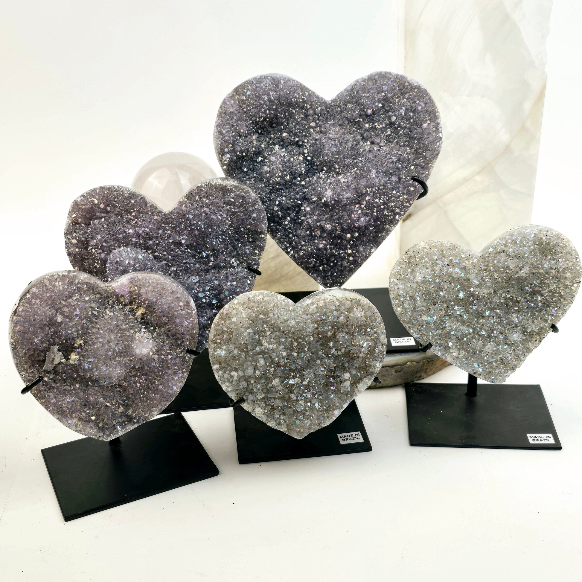 Angel Aura Amethyst Druzy Crystal Heart on Stand - You Choose - Valentine's Day Gift #1 all variants with props