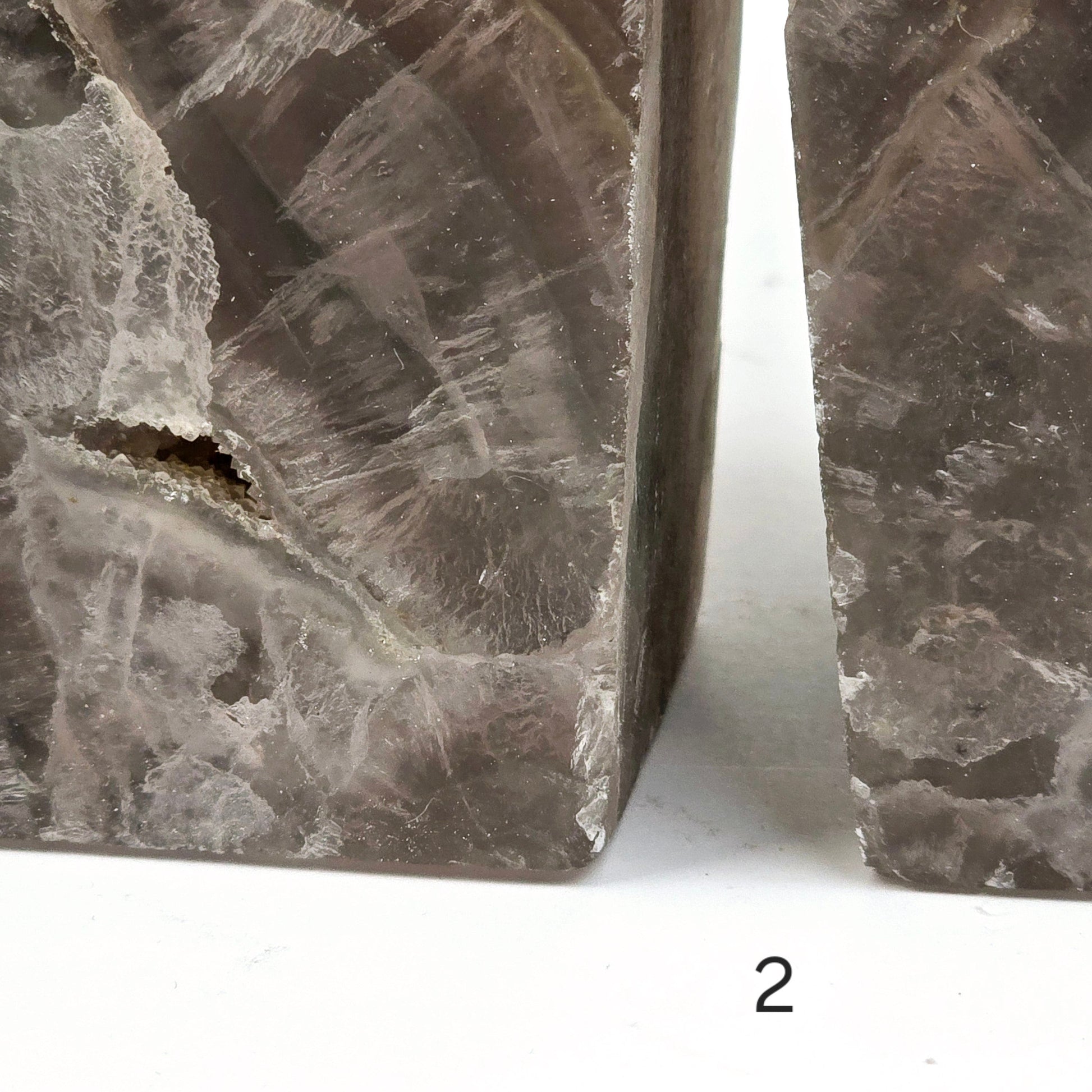Fluorite Semi Polished Crystal Bookends - As Is - You Choose #2 closeup on chips on variant 2