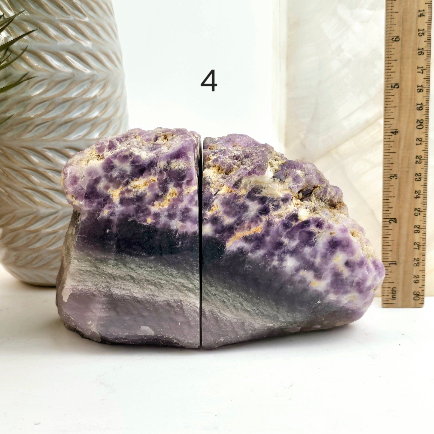 Fluorite Semi Polished Crystal Bookends - As Is - You Choose #2 variant 4 labeled with ruler for size reference