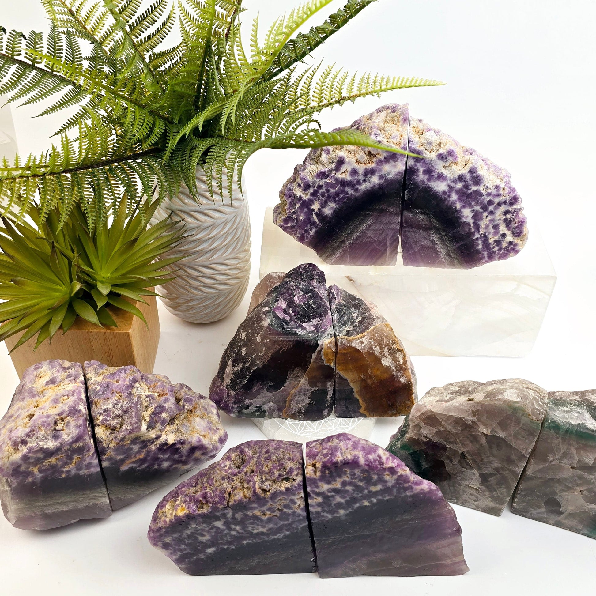 Fluorite Semi Polished Crystal Bookends - As Is - You Choose #2 top view all variants