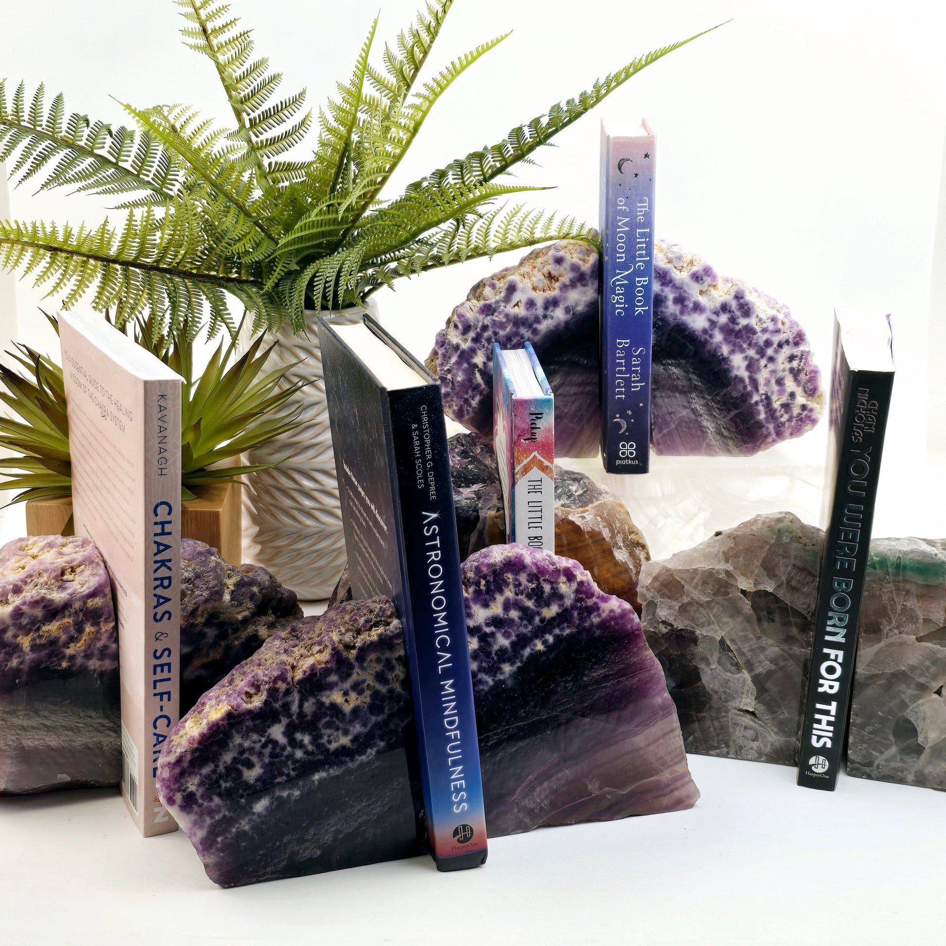 Fluorite Semi Polished Crystal Bookends - As Is - You Choose #2 all variants with books in between the bookends