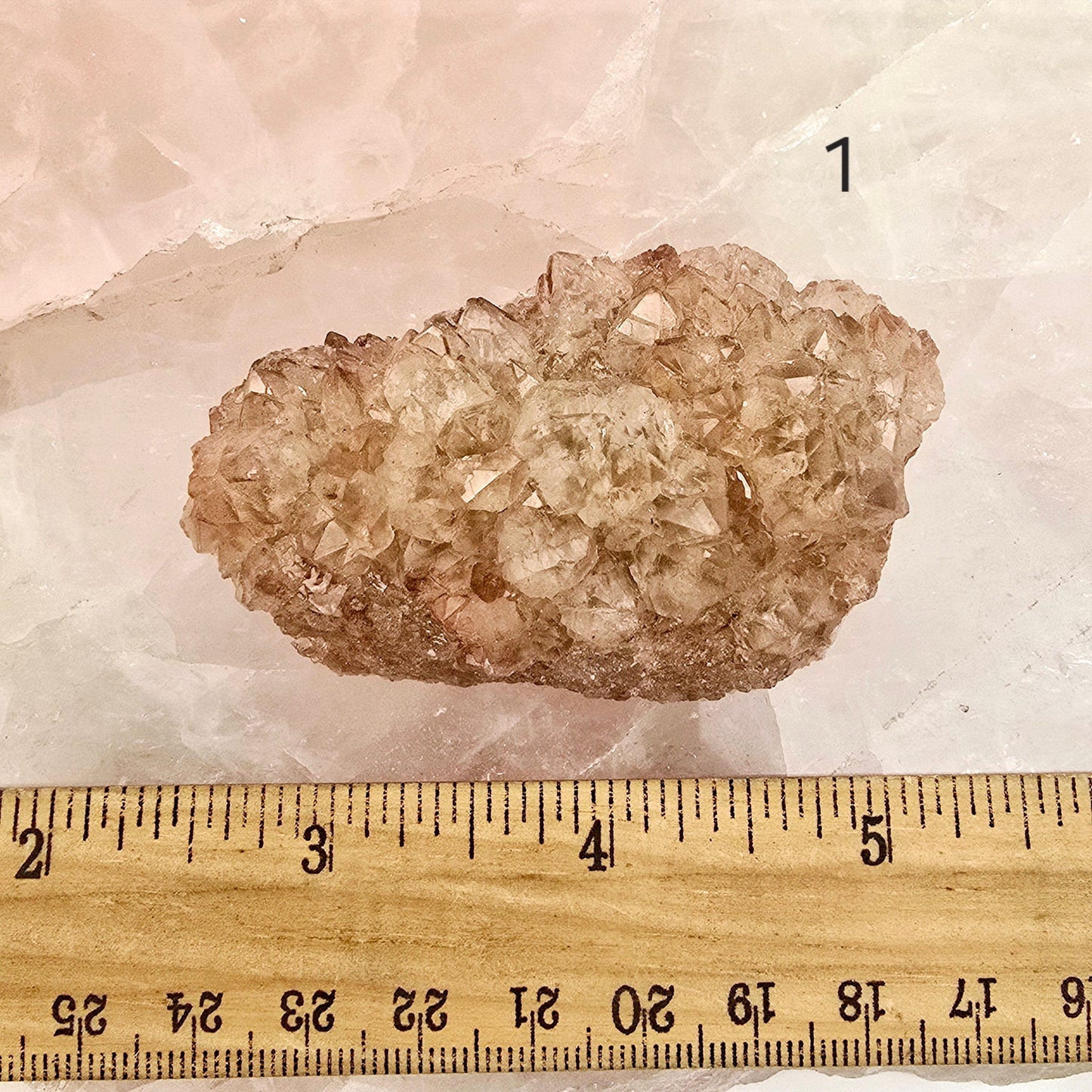 Lithium Quartz Crystal Cluster - You Choose variant 1 labeled with ruler for size reference
