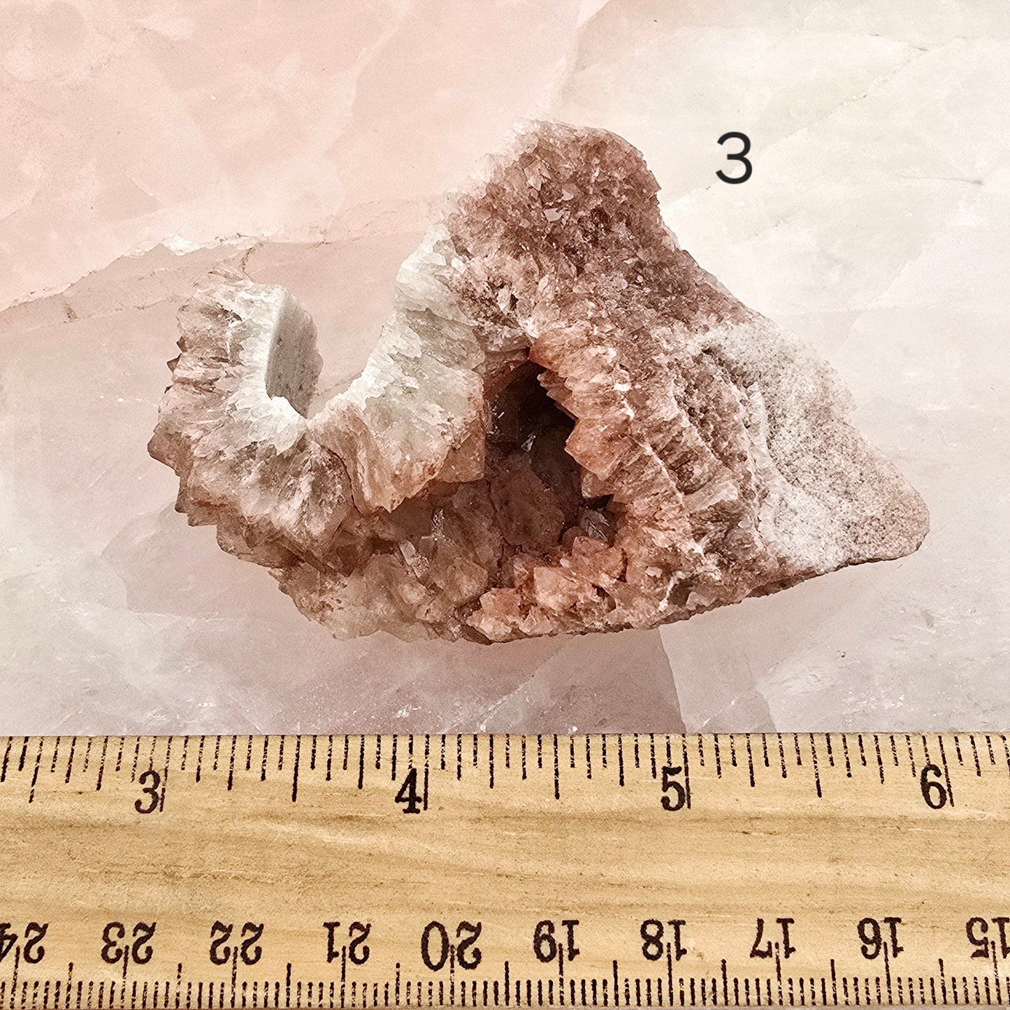 Lithium Quartz Crystal Cluster - You Choose variant 3 labeled with ruler for size reference