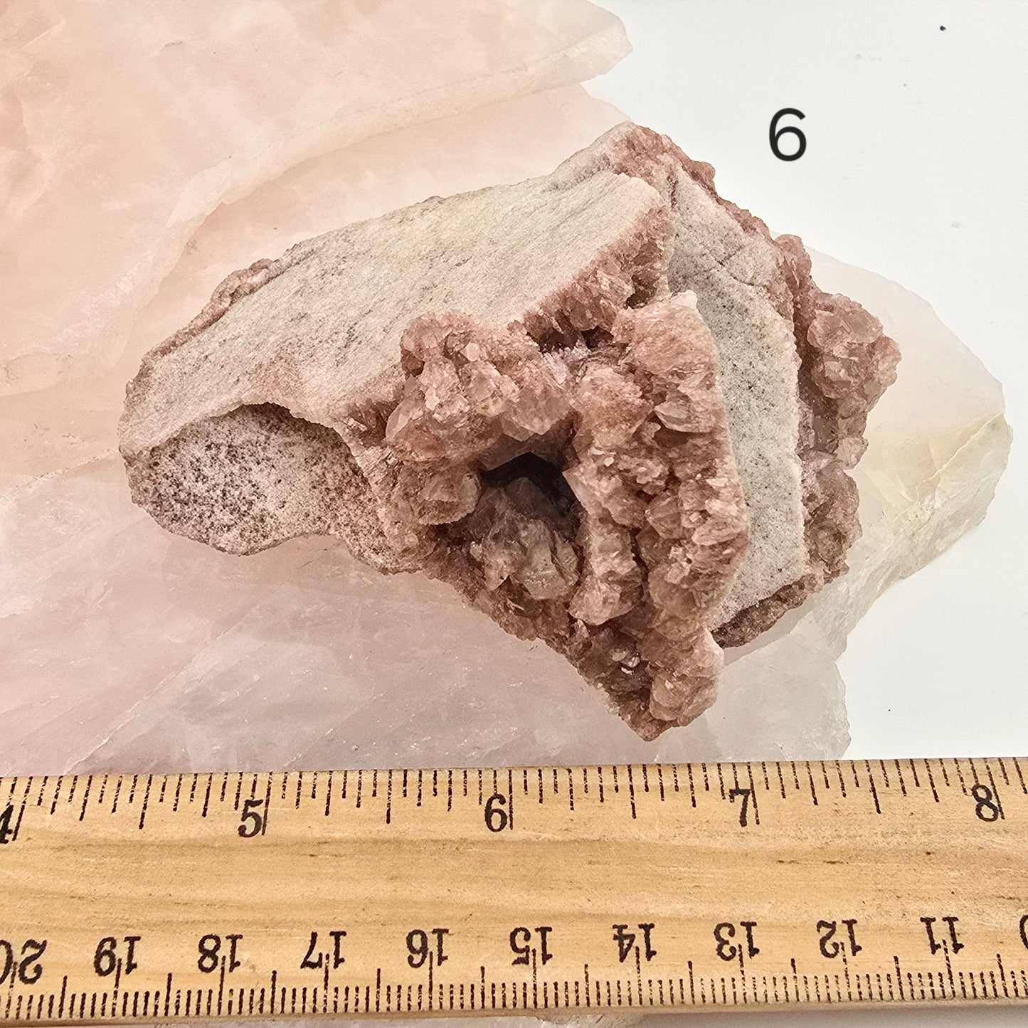 Lithium Quartz Crystal Cluster - You Choose variant 6 labeled with ruler for size reference