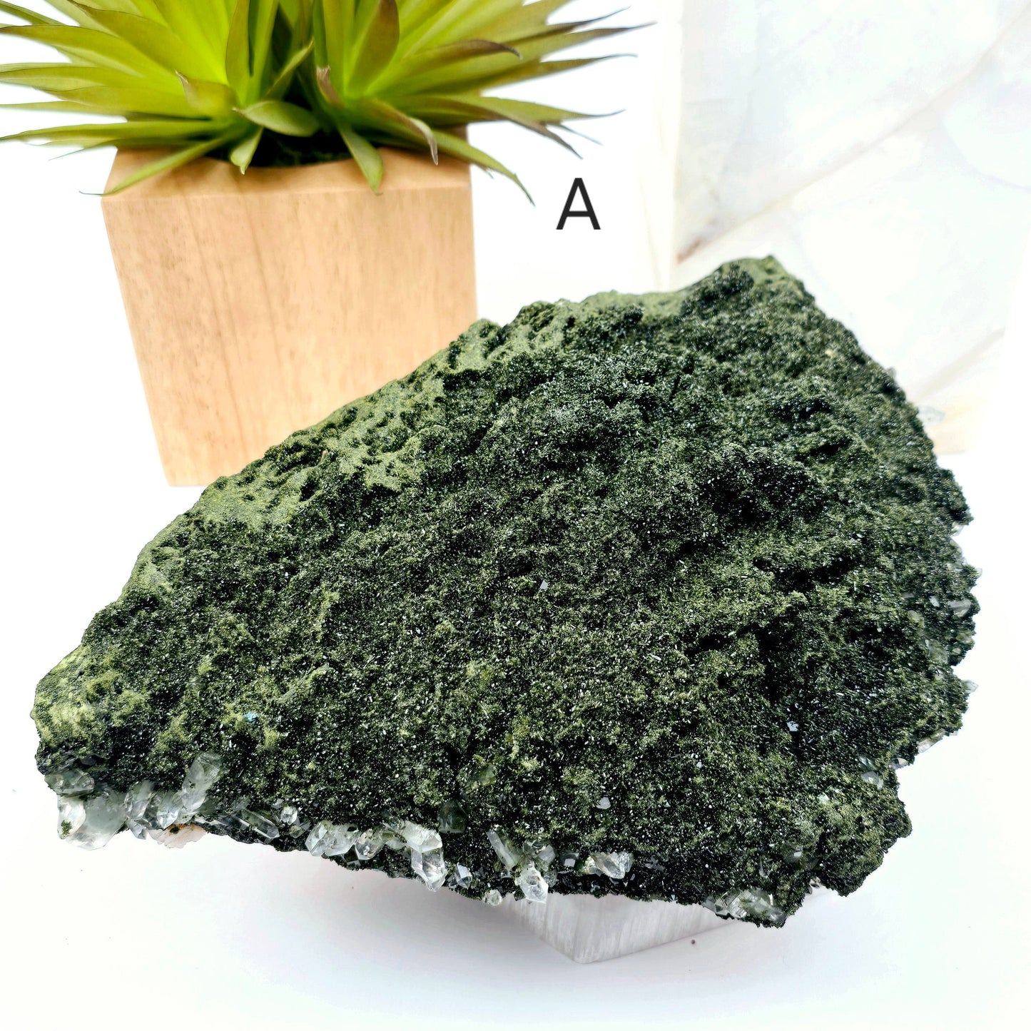 Forest Epidote with Quartz Crystal Cluster from Turkey - You Choose variant A labeled