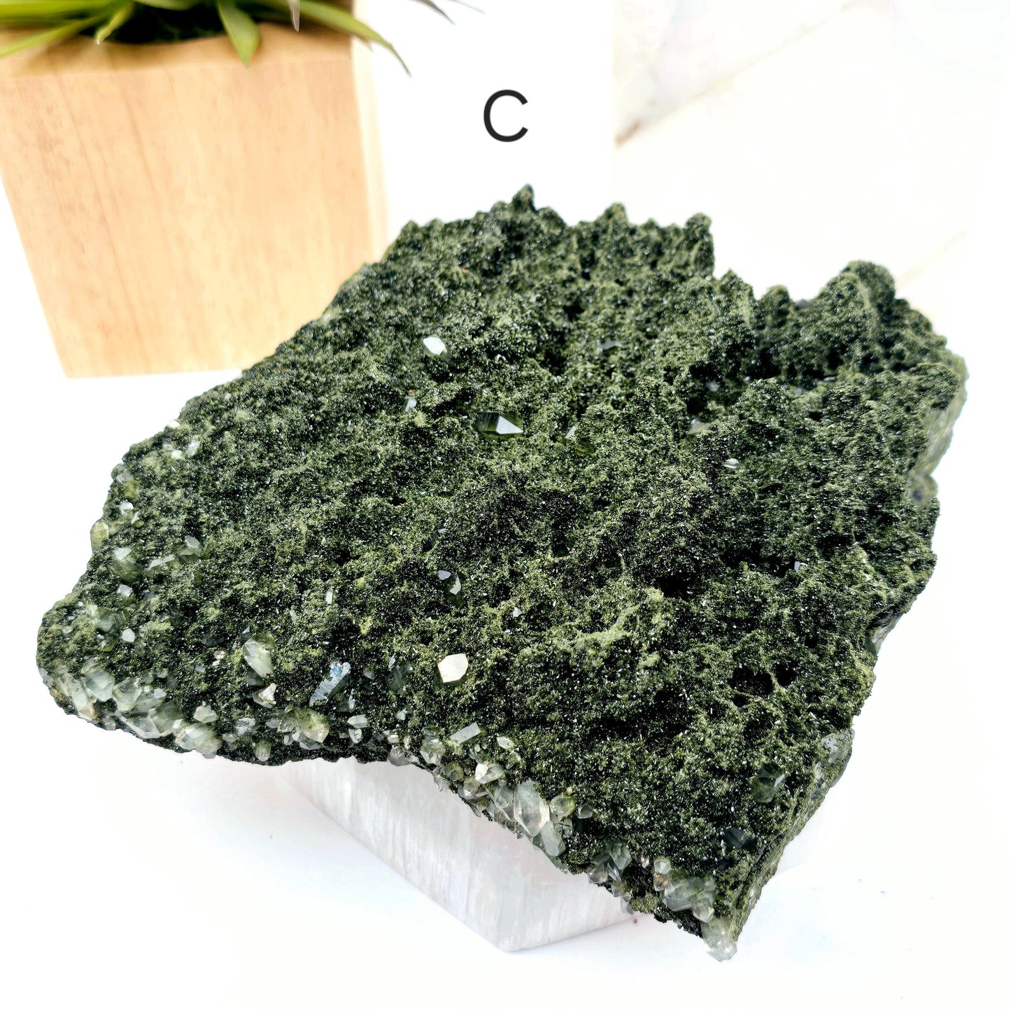 Forest Epidote with Quartz Crystal Cluster from Turkey - You Choose variant C labeled