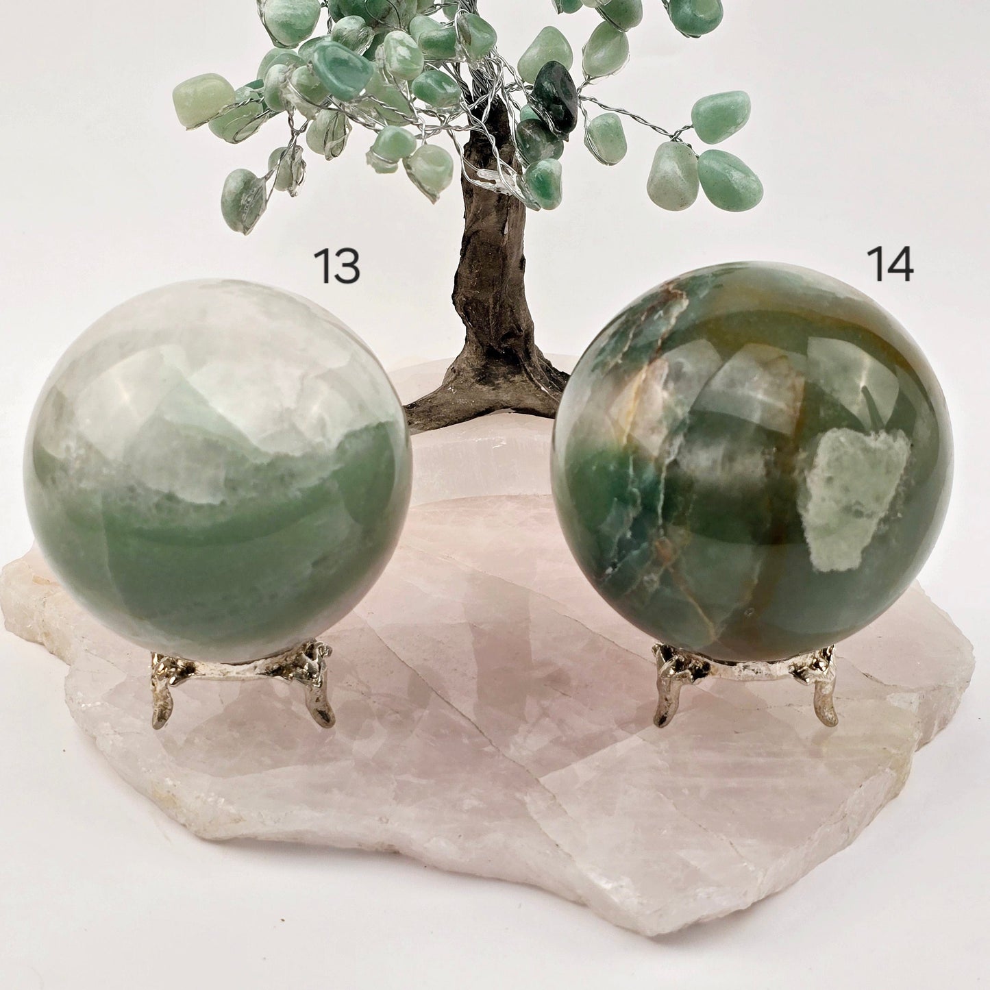 Green and White Quartz Crystal Sphere - You Choose #1 variants 13 and 14