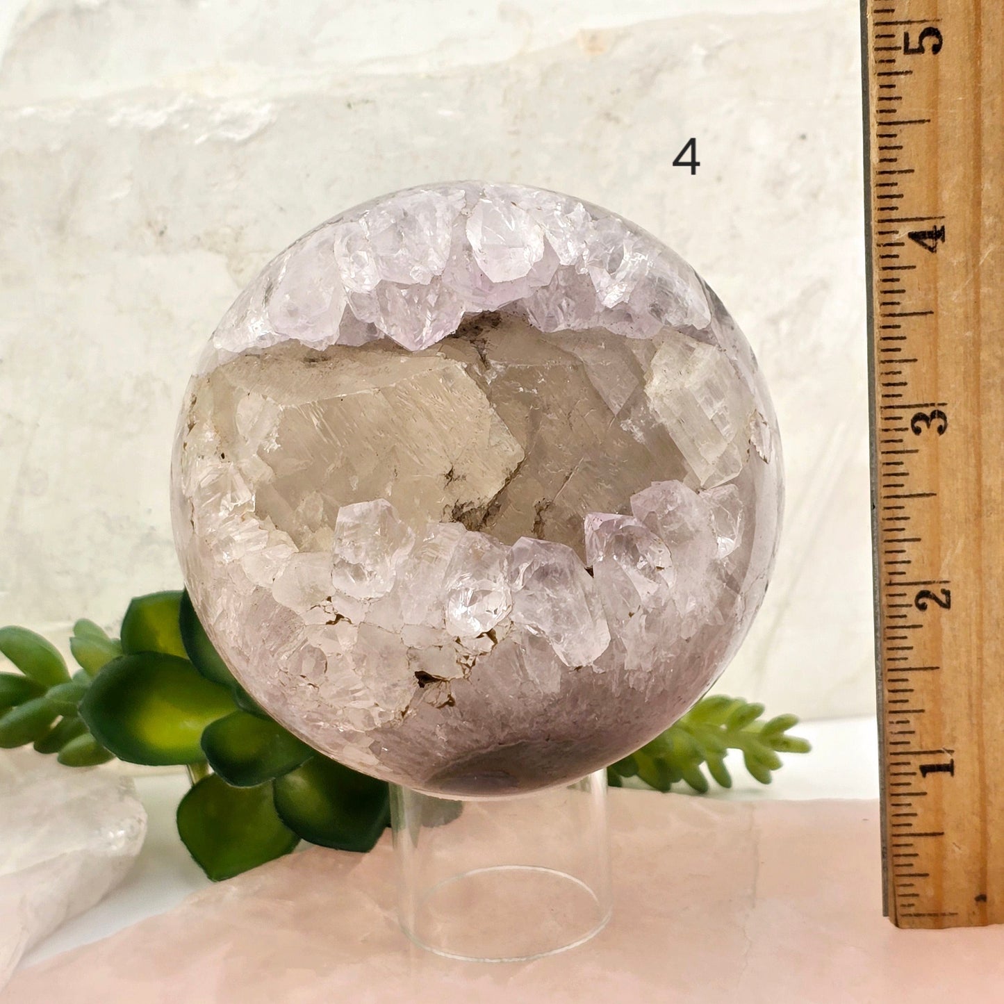 Amethyst Agate Crystal Sphere - You Choose #1 variant 4 labeled with ruler for size reference