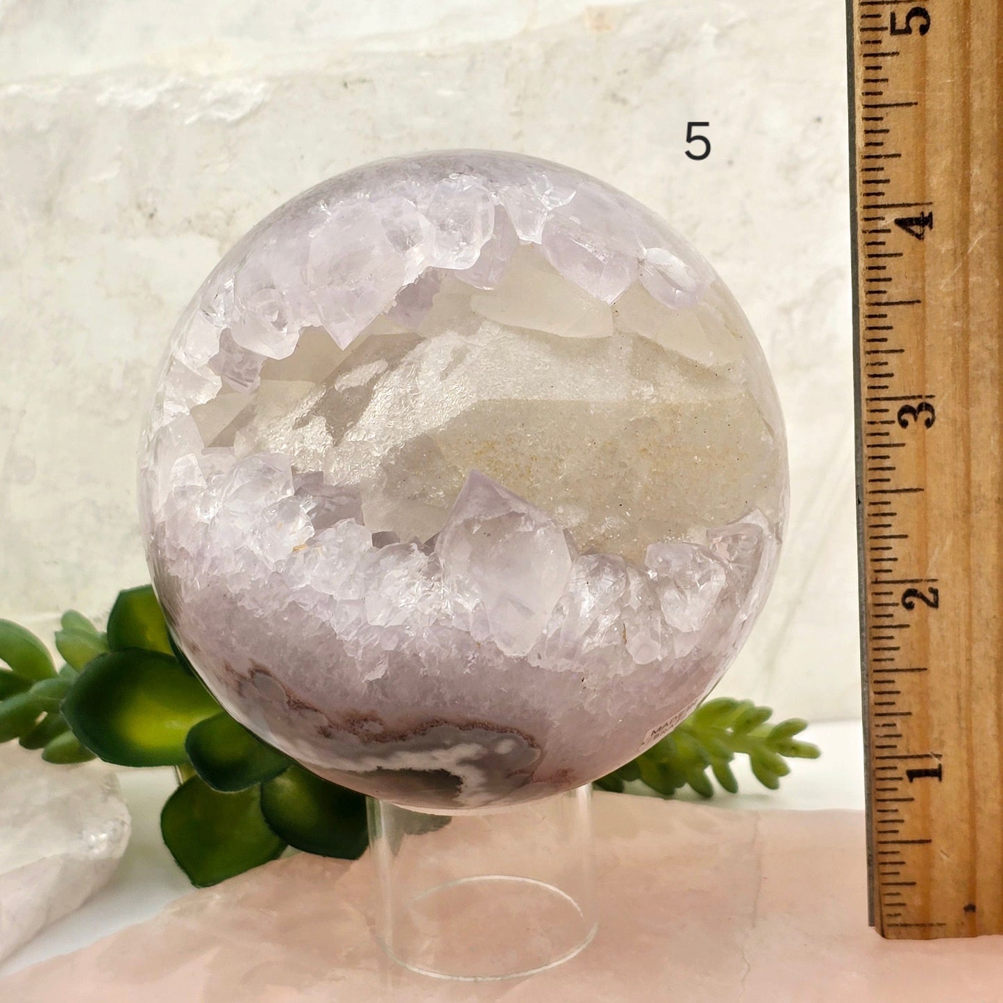 Amethyst Agate Crystal Sphere - You Choose #1 variant 5 labeled with ruler for size reference