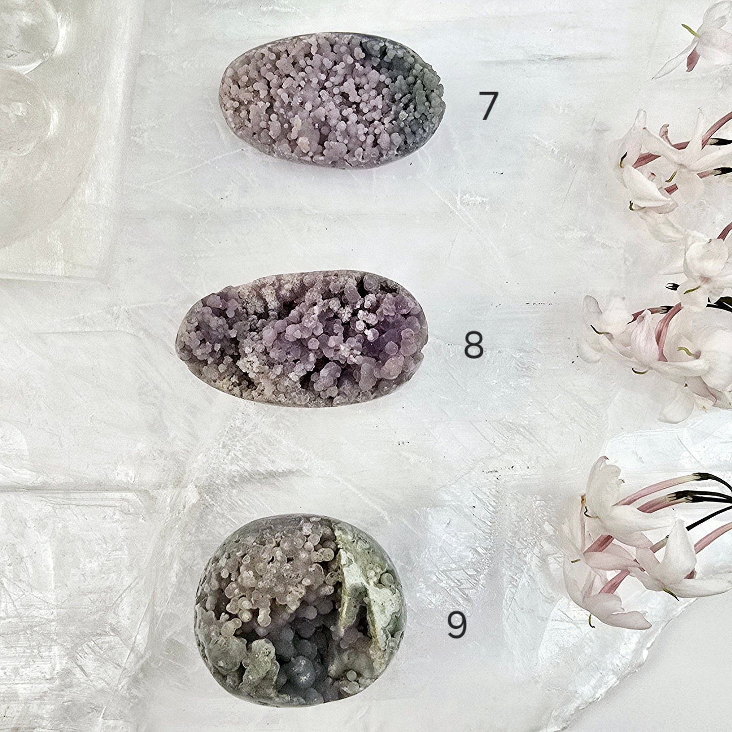 Grape Agate Polished Crystal Egg from Indonesia - You Choose #1 variants 7, 8 and 9 labeled