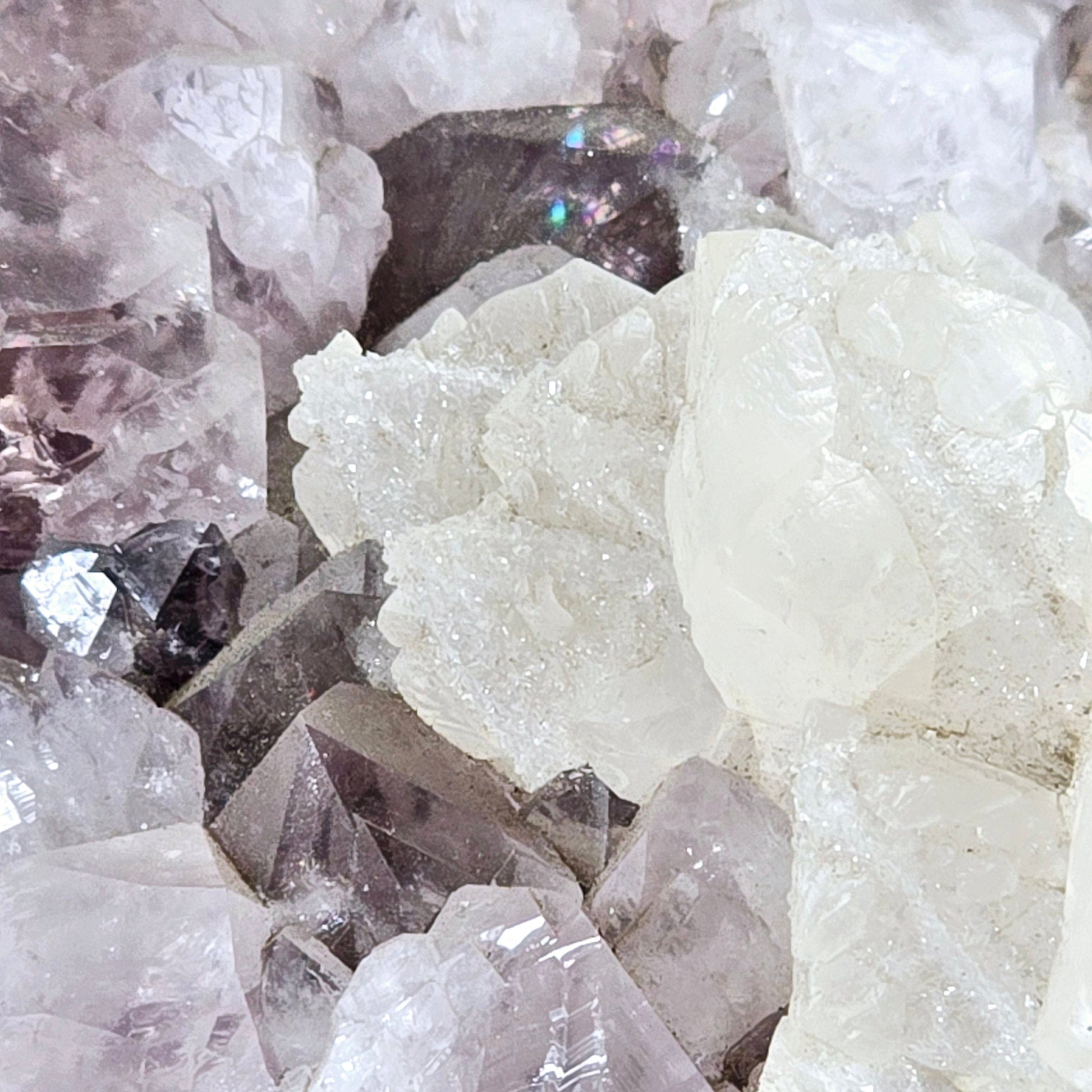 Amethyst Crystal Cluster with Calcite One-of-a-Kind #2 closeup to show detail