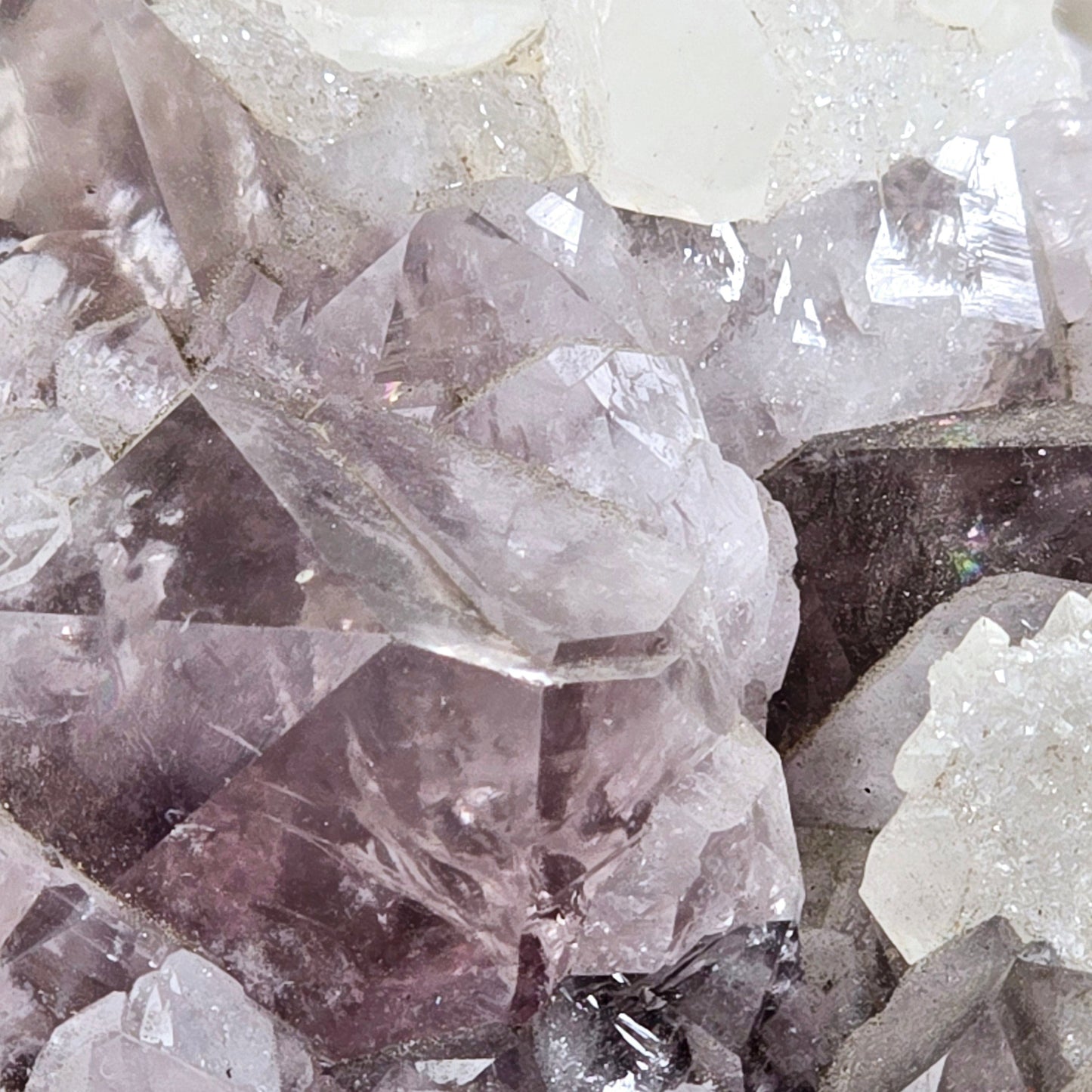 Amethyst Crystal Cluster with Calcite One-of-a-Kind #2 closeup to show detail