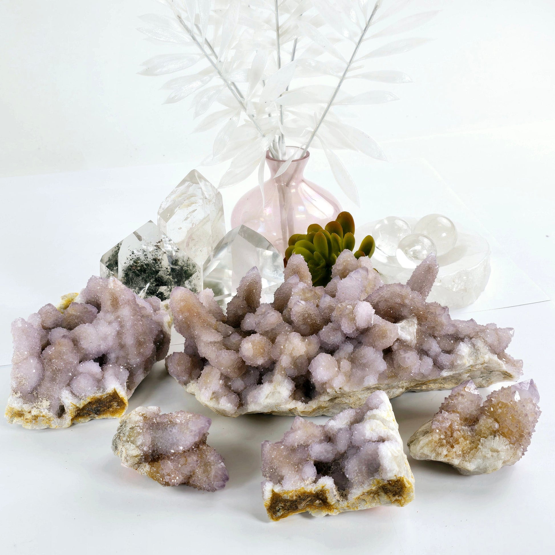 Cactus Amethyst from South Africa - Spirit Amethyst Crystal Cluster - You Choose all variants with props and plants