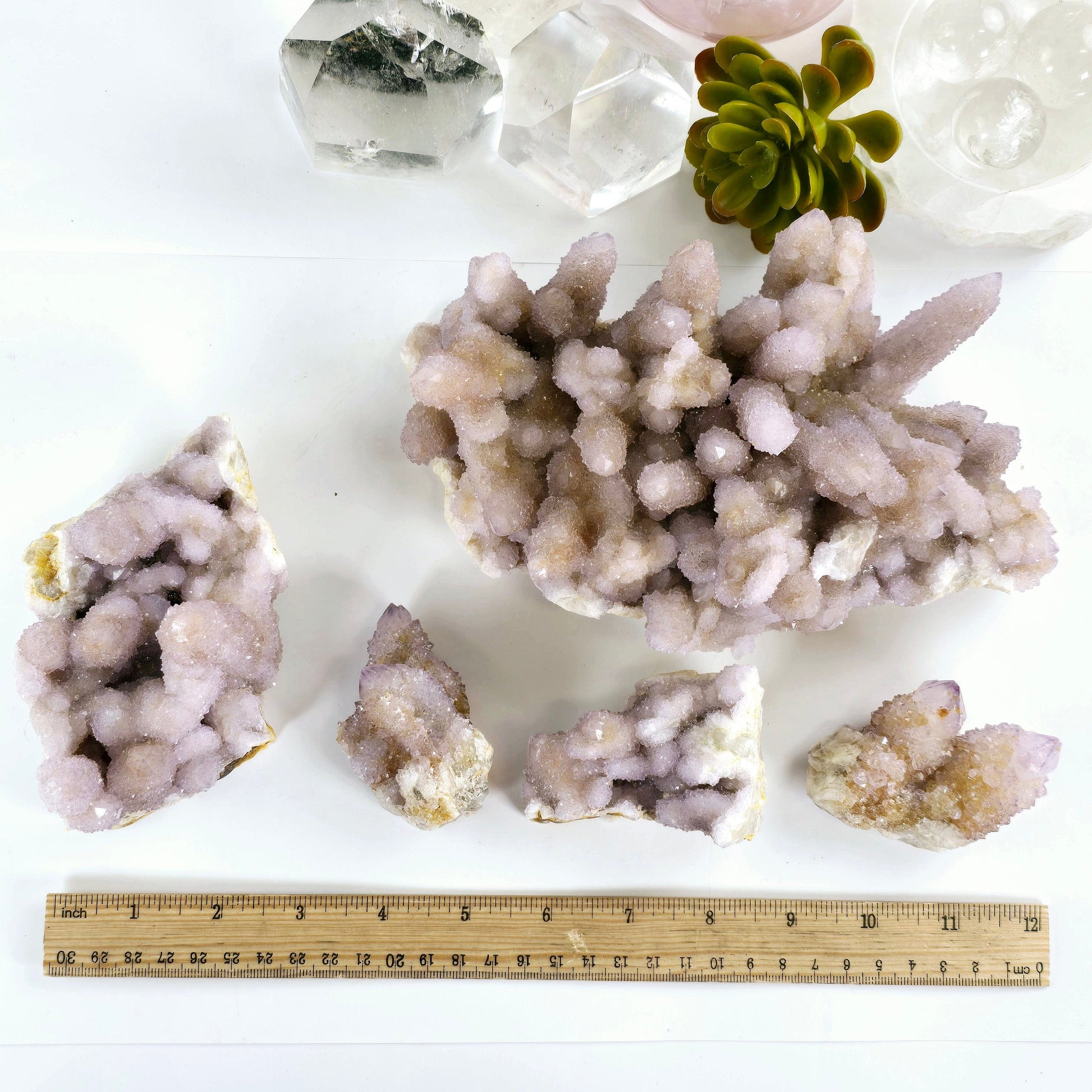 Cactus Amethyst from South Africa - Spirit Amethyst Crystal Cluster - You Choose all variants with ruler for size reference