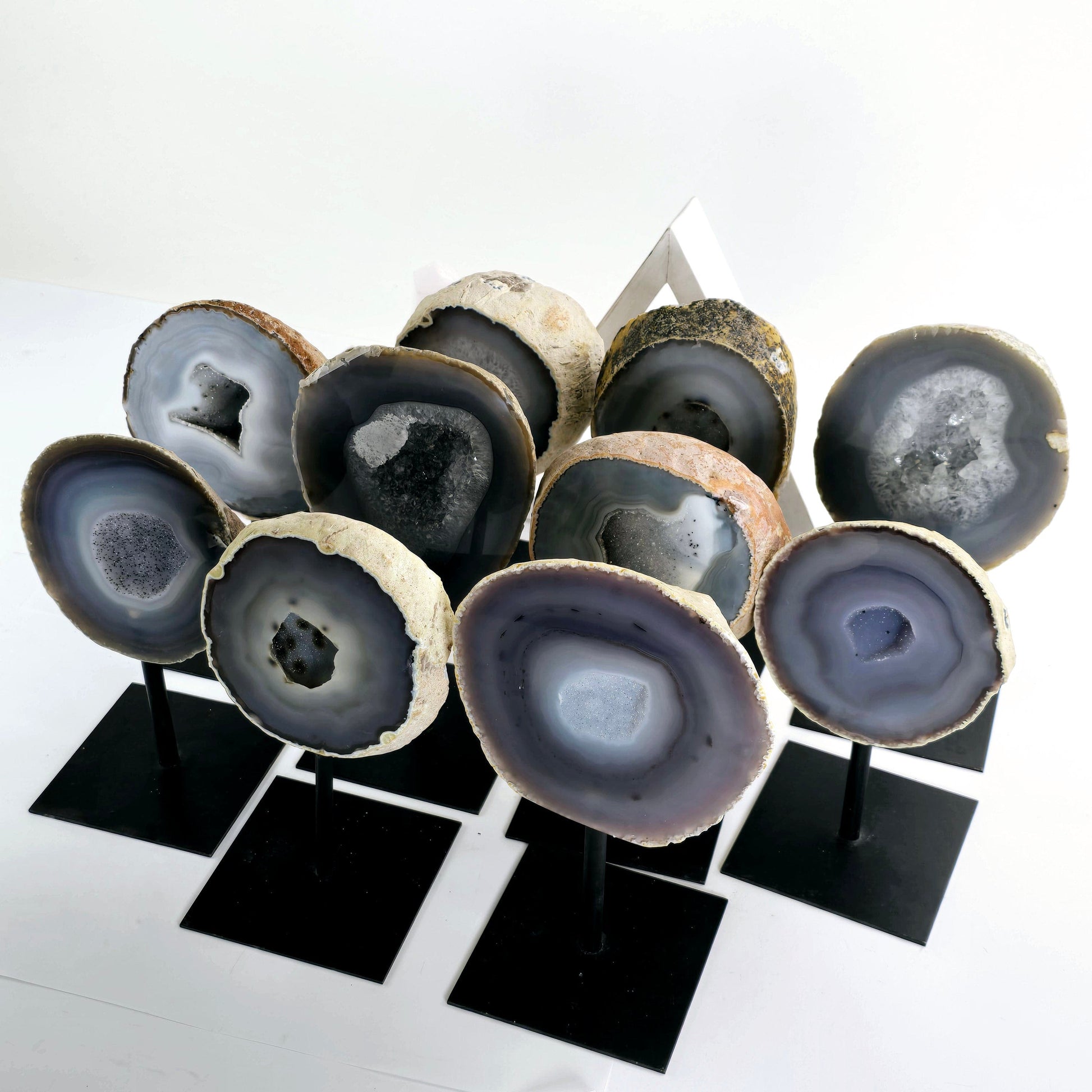 Agate Natural Crystal Geode Half on Stand - You Choose #3 all variants top view