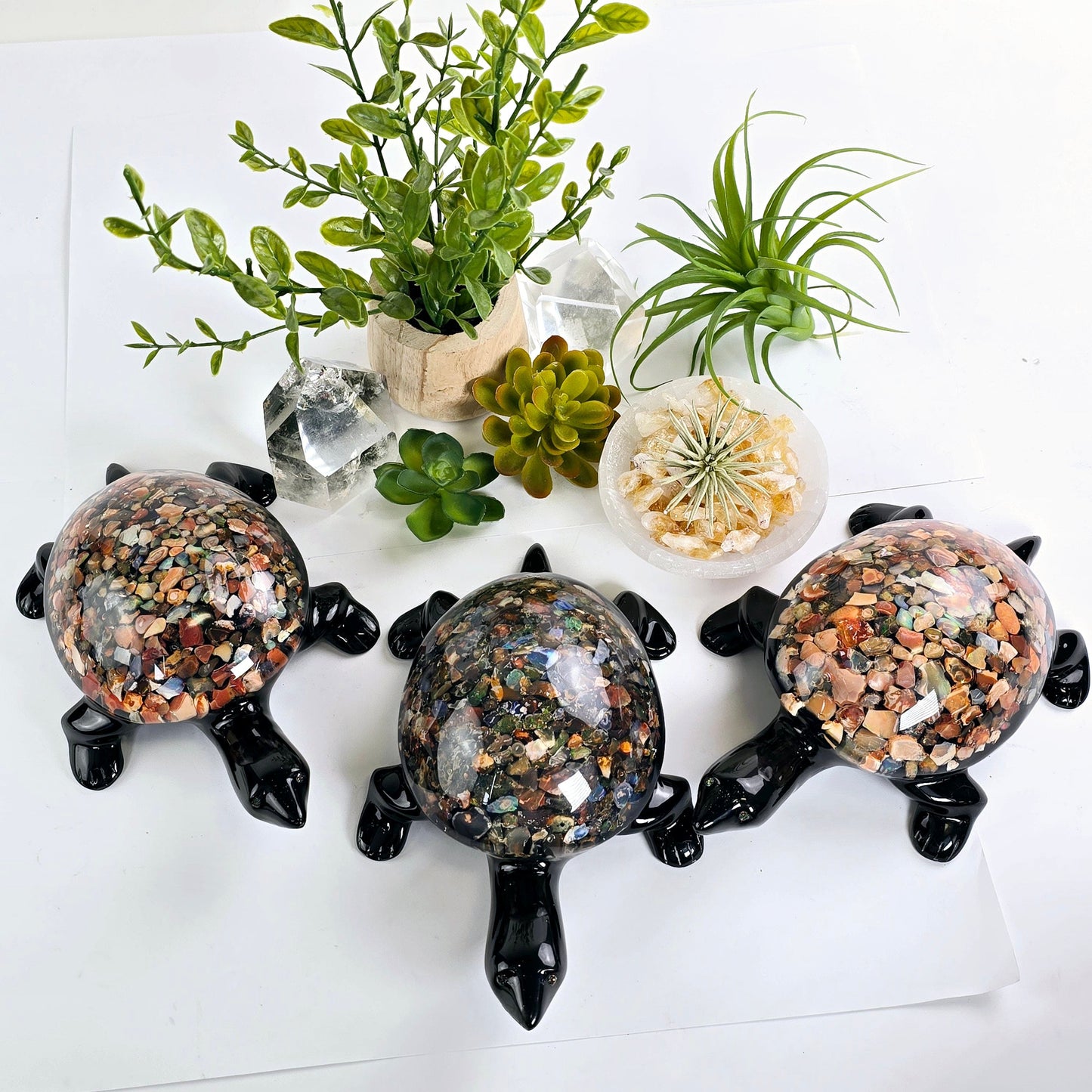 Opal Crystal and Resin Turtle - Large - You Choose all variants top view