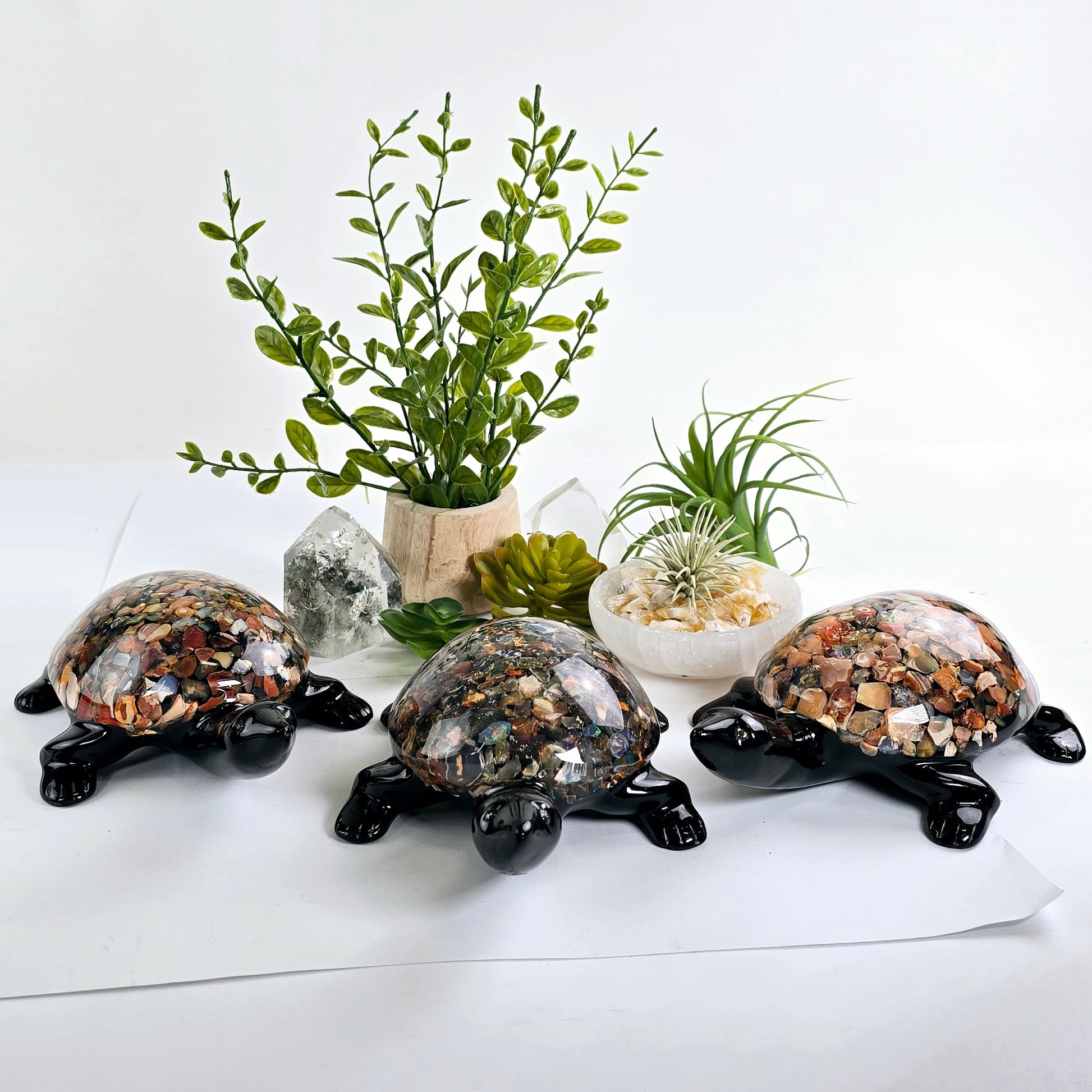 Opal Crystal and Resin Turtle - Large - You Choose all variants front side view
