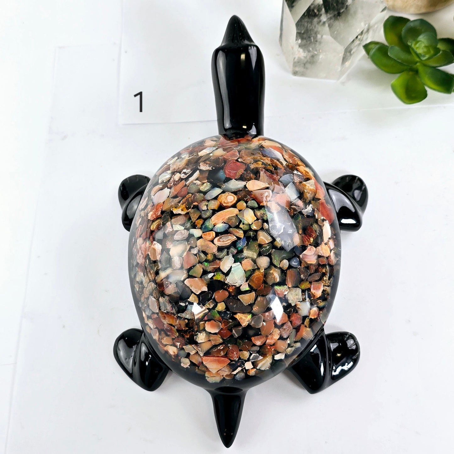 Opal Crystal and Resin Turtle - Large - You Choose variant 1 labeled