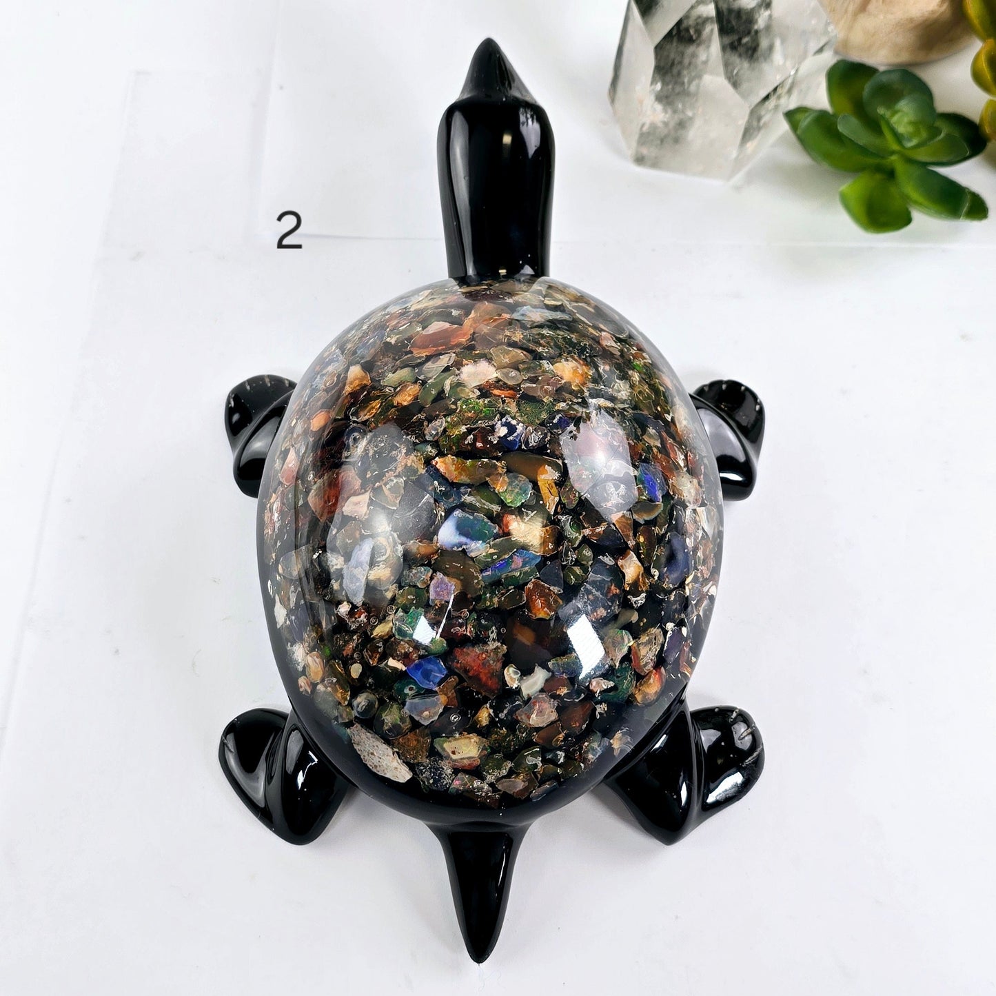 Opal Crystal and Resin Turtle - Large - You Choose variant 2 labeled