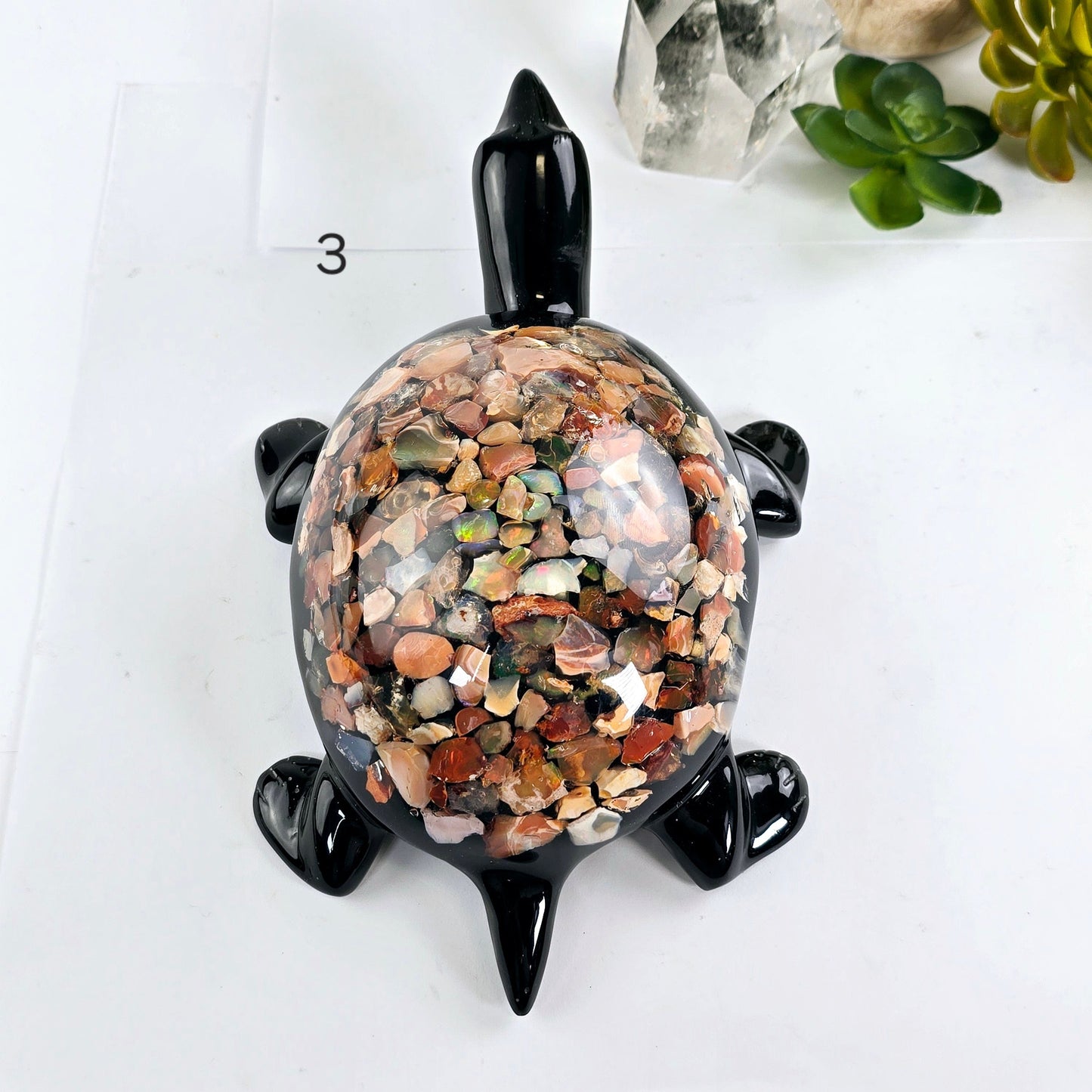 Opal Crystal and Resin Turtle - Large - You Choose variant 3 labeled