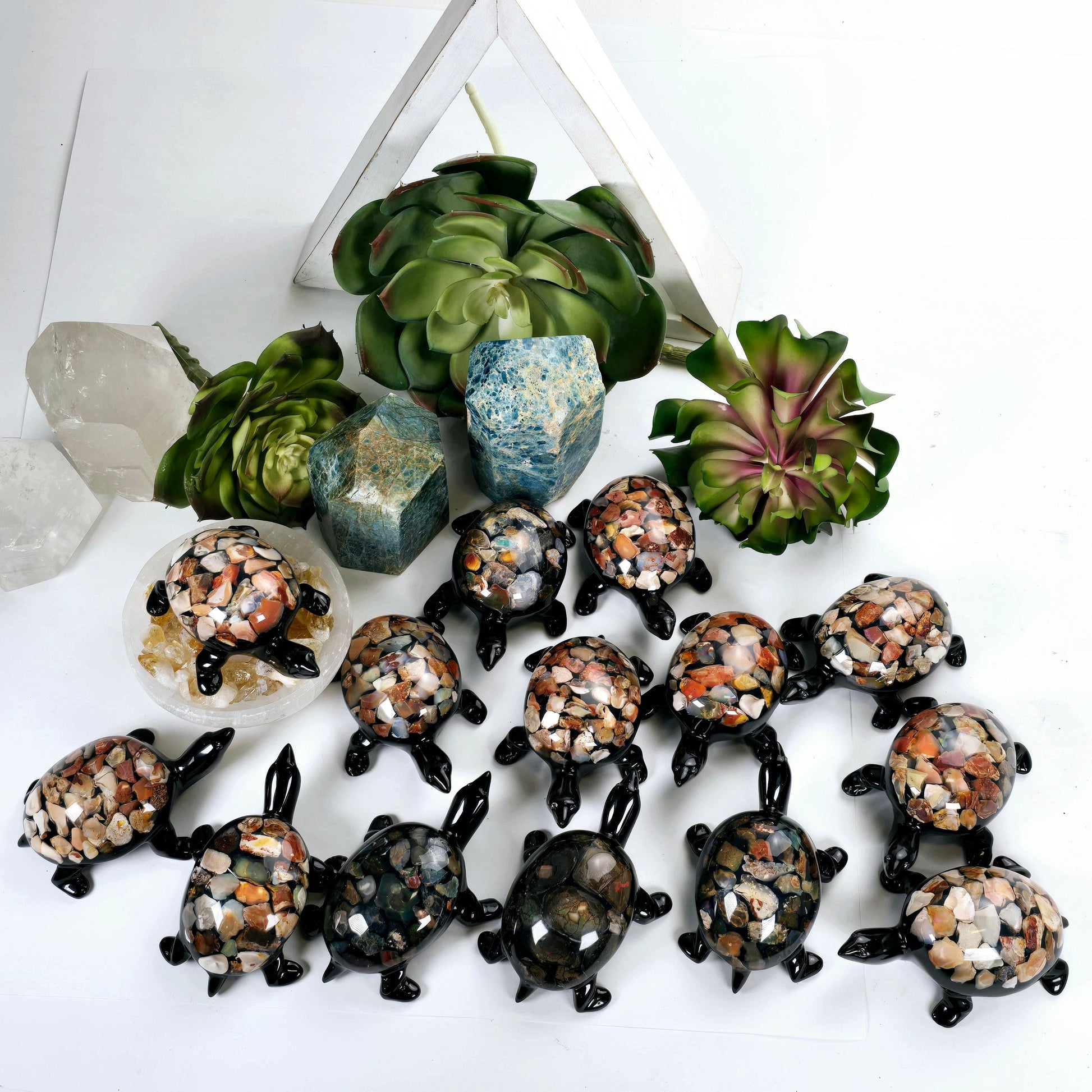 Opal Crystal and Resin Turtle - Small - You Choose all variants top view