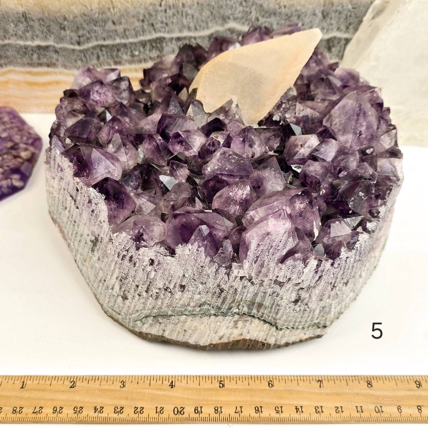 Amethyst with Calcite - Large Crystal Cluster - You Choose #1 variant 5 labeled with ruler for size reference