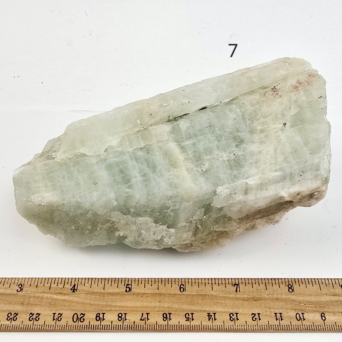 Aquamarine Rough Crystal - You Choose #1 variant  7 labeled with ruler for size reference