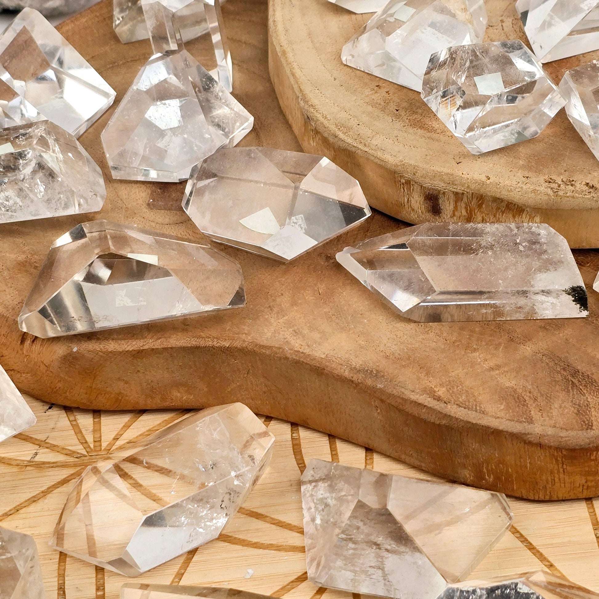 Crystal Quartz Freeform High Quality Polished Crystals from Brazil - You Choose #1 closeup of several variants for detail