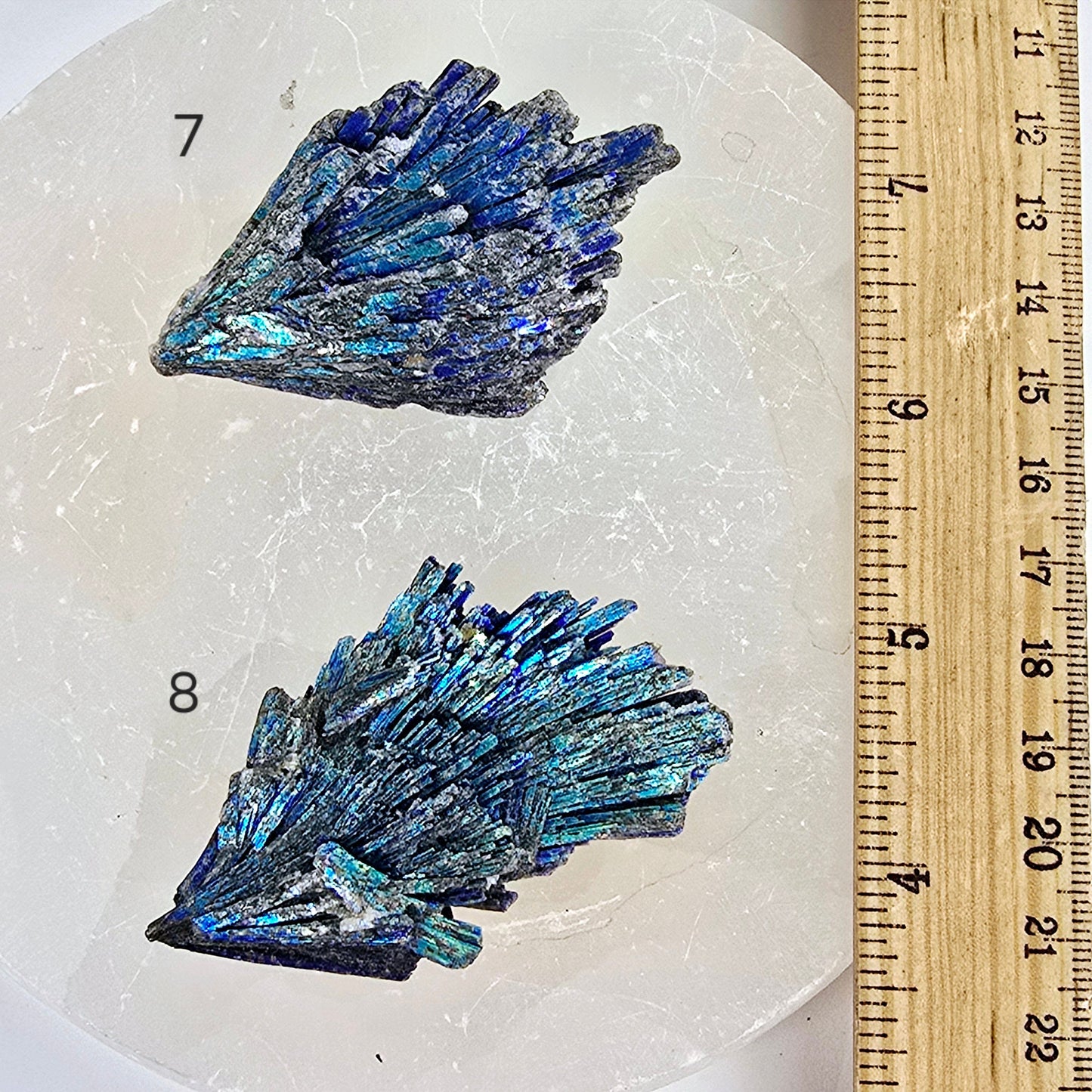 Black Kyanite Titanium Coated Crystal Cluster - You Choose variants 7 and 8 labeled with ruler for size reference
