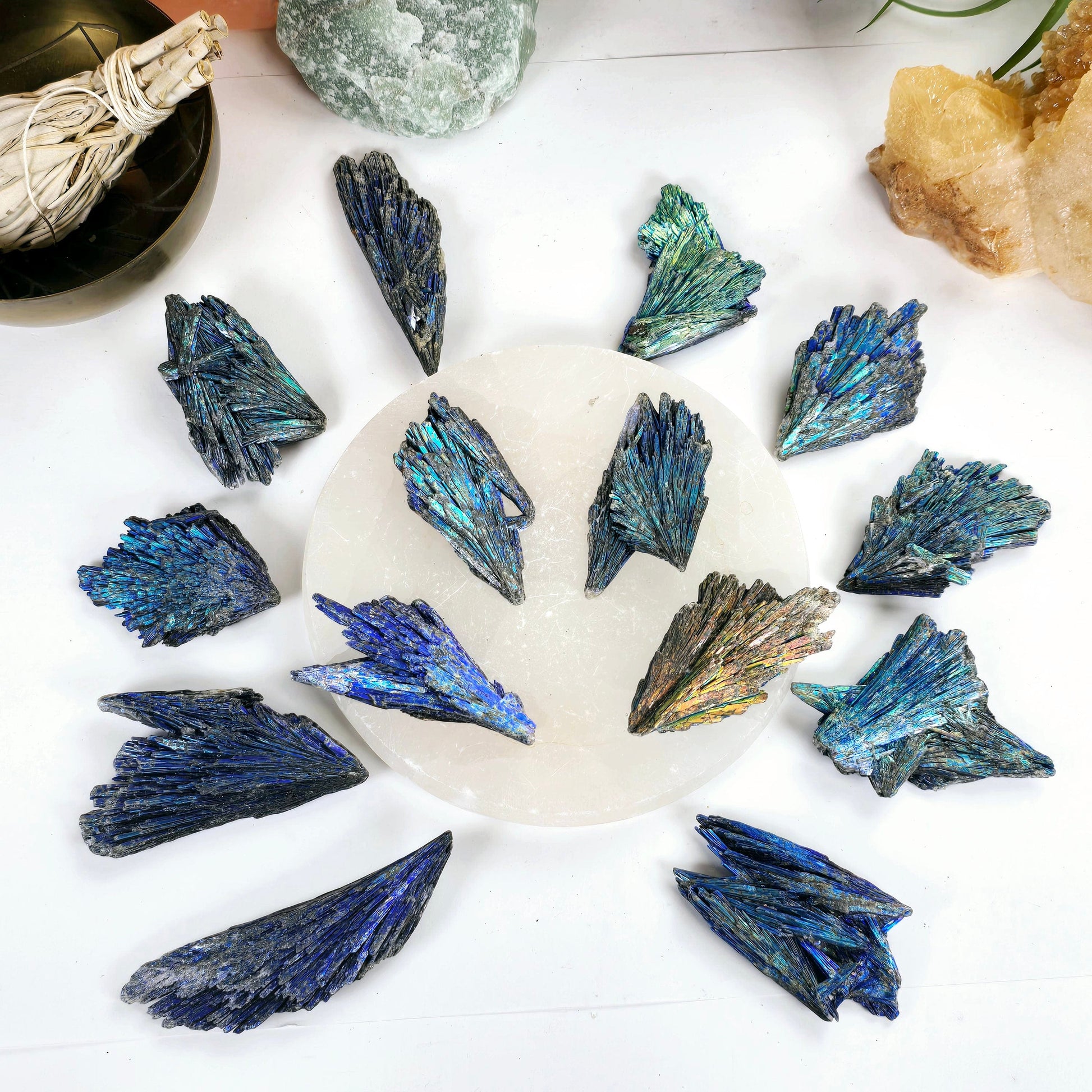 Black Kyanite Titanium Coated Crystal Cluster - You Choose all variants top view