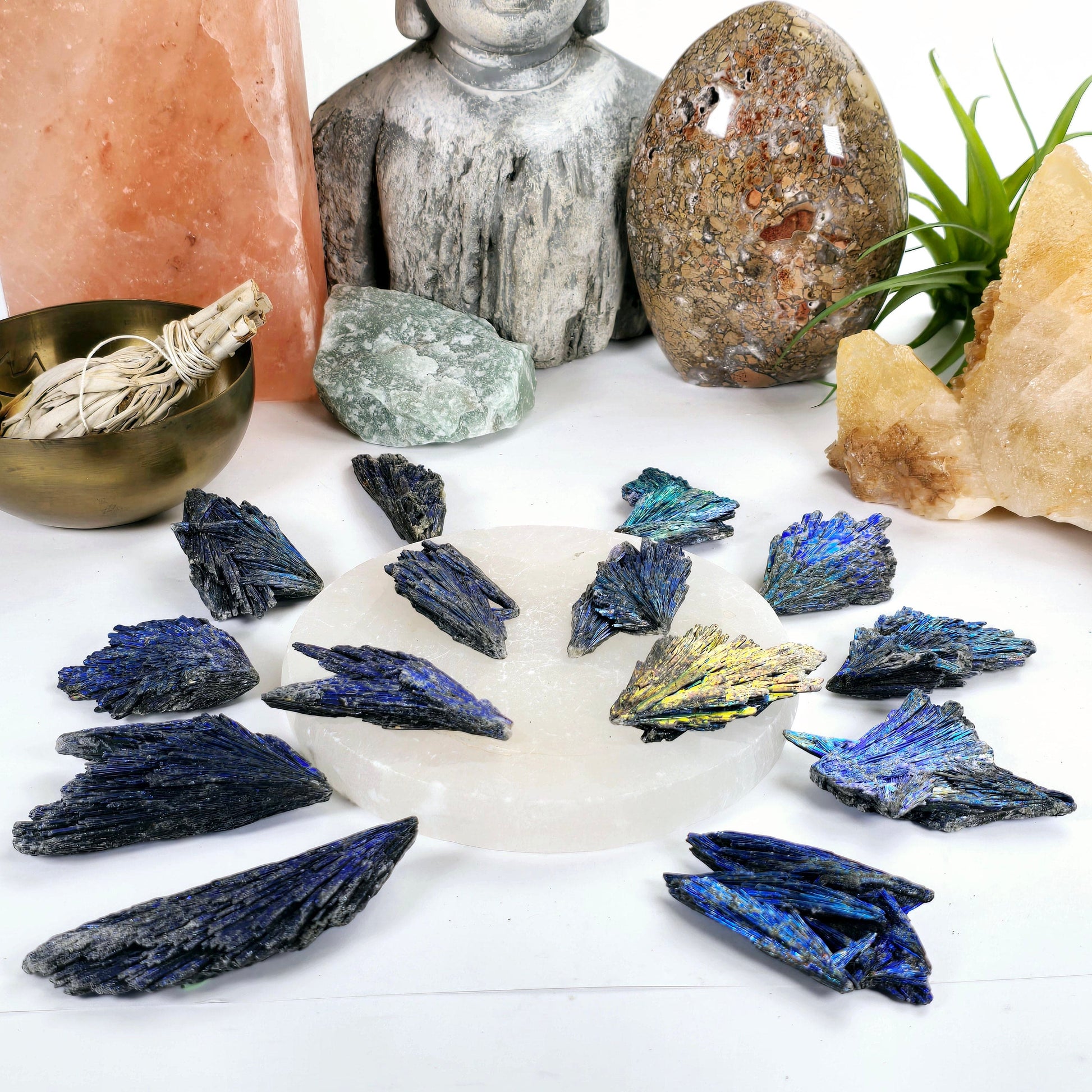 Black Kyanite Titanium Coated Crystal Cluster - You Choose all variants side view