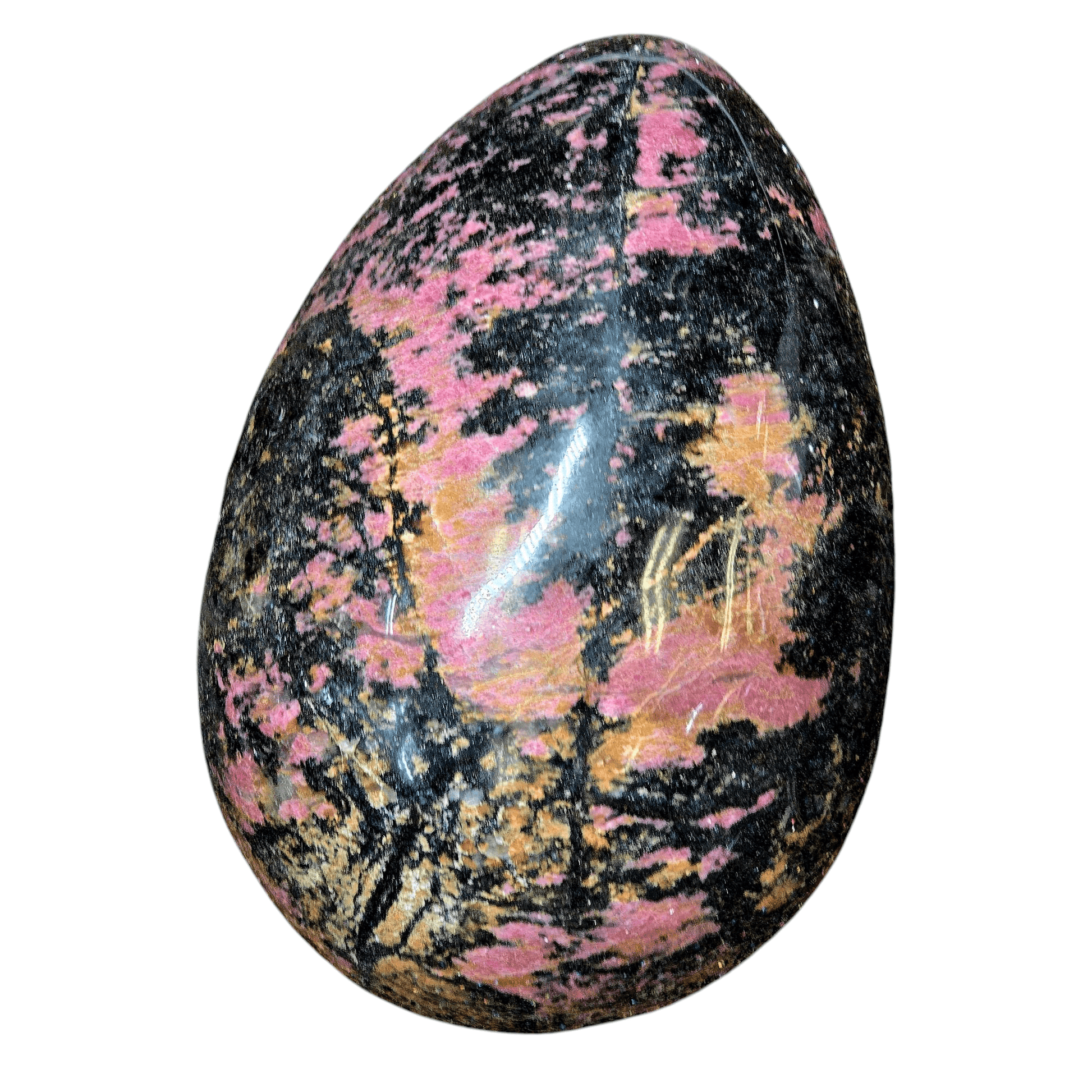 Giant Rhodonite Polished Crystal Egg - One-of-a-Kind side view