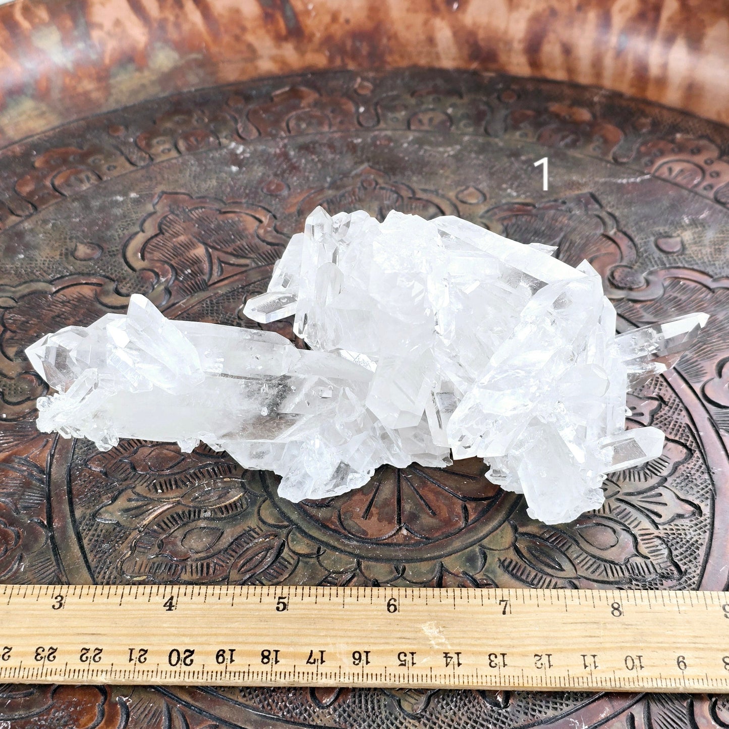 Crystal Quartz Cluster - AA Grade - You Choose #5 variant 1 labeled with ruler for size reference