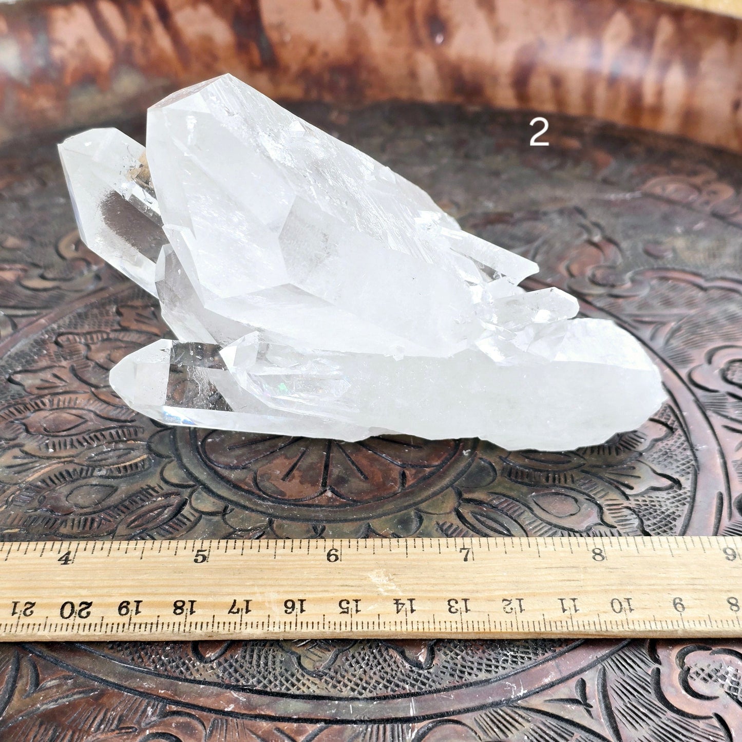 Crystal Quartz Cluster - AA Grade - You Choose #5 variant 2 labeled with ruler for size reference