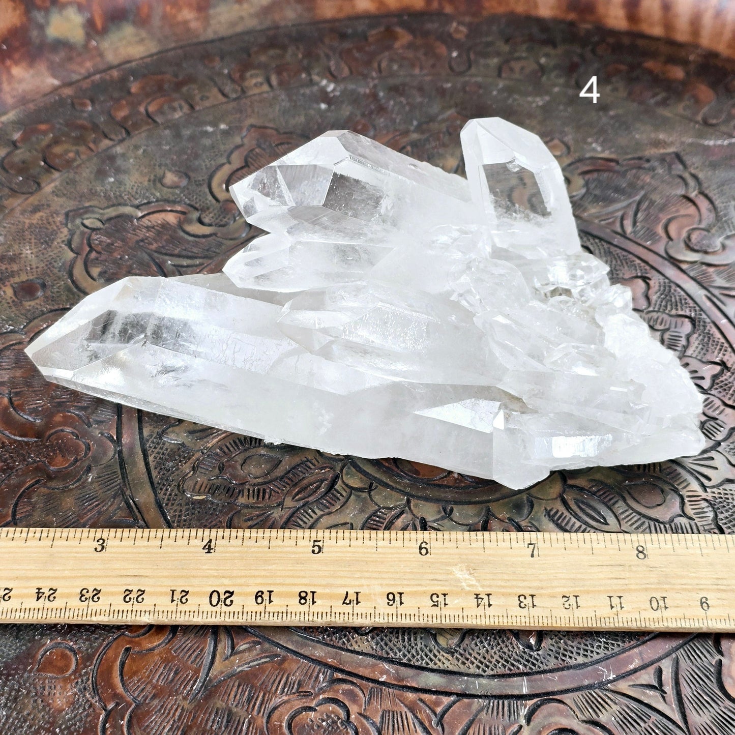 Crystal Quartz Cluster - AA Grade - You Choose #5 variant 4 labeled with ruler for size reference