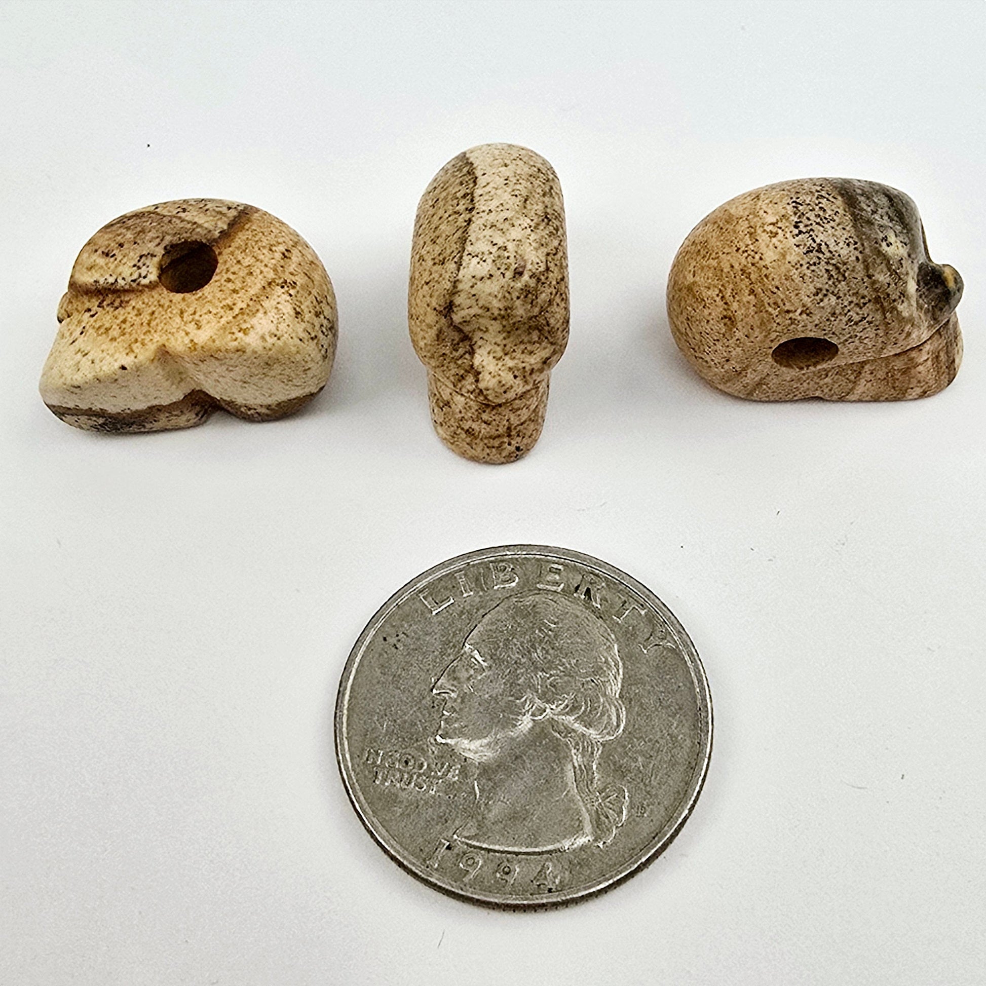Picture Jasper Crystal Skull Bead with quarter for size reference