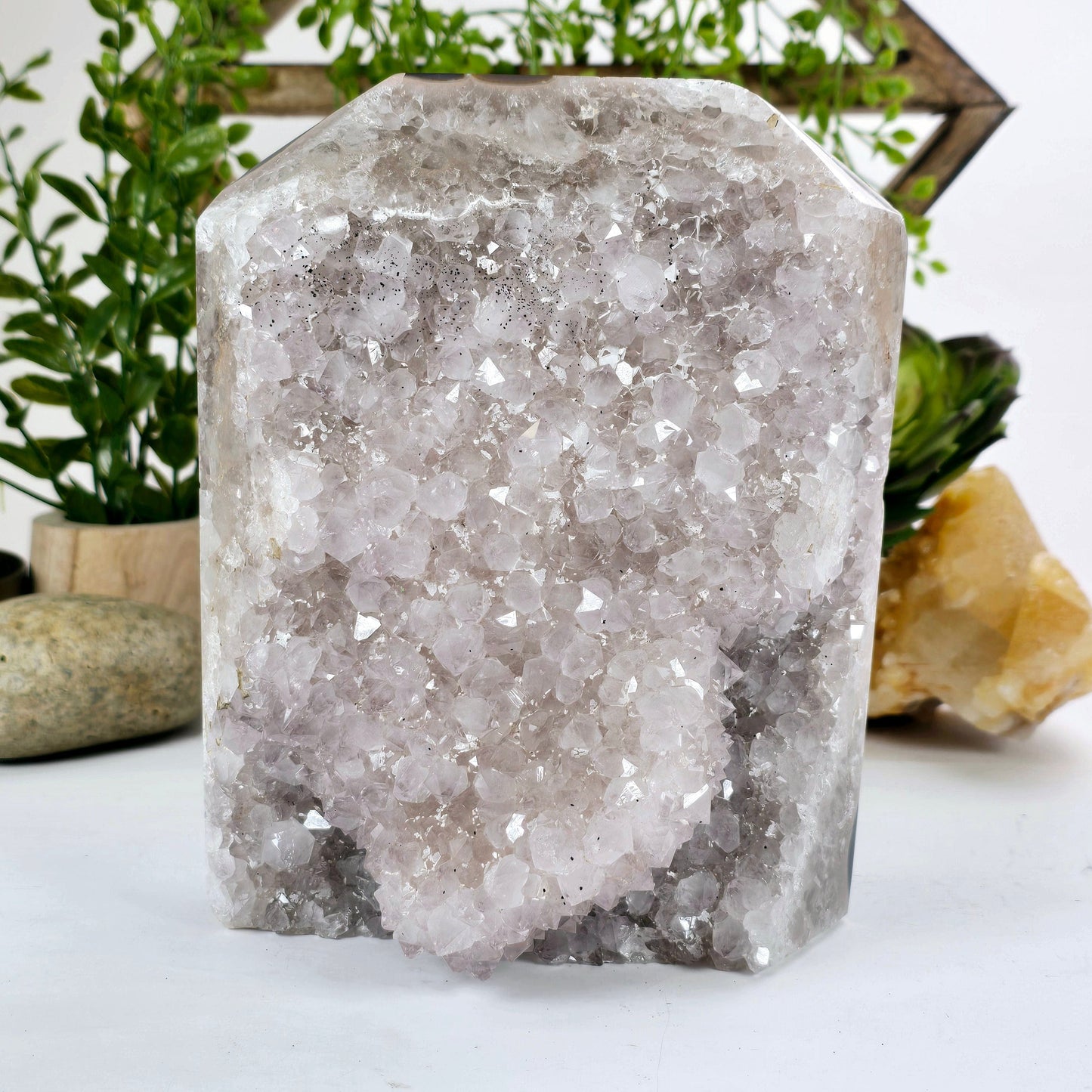 Amethyst - Light Amethyst Crystal Cut Base - One-of-a-Kind front view