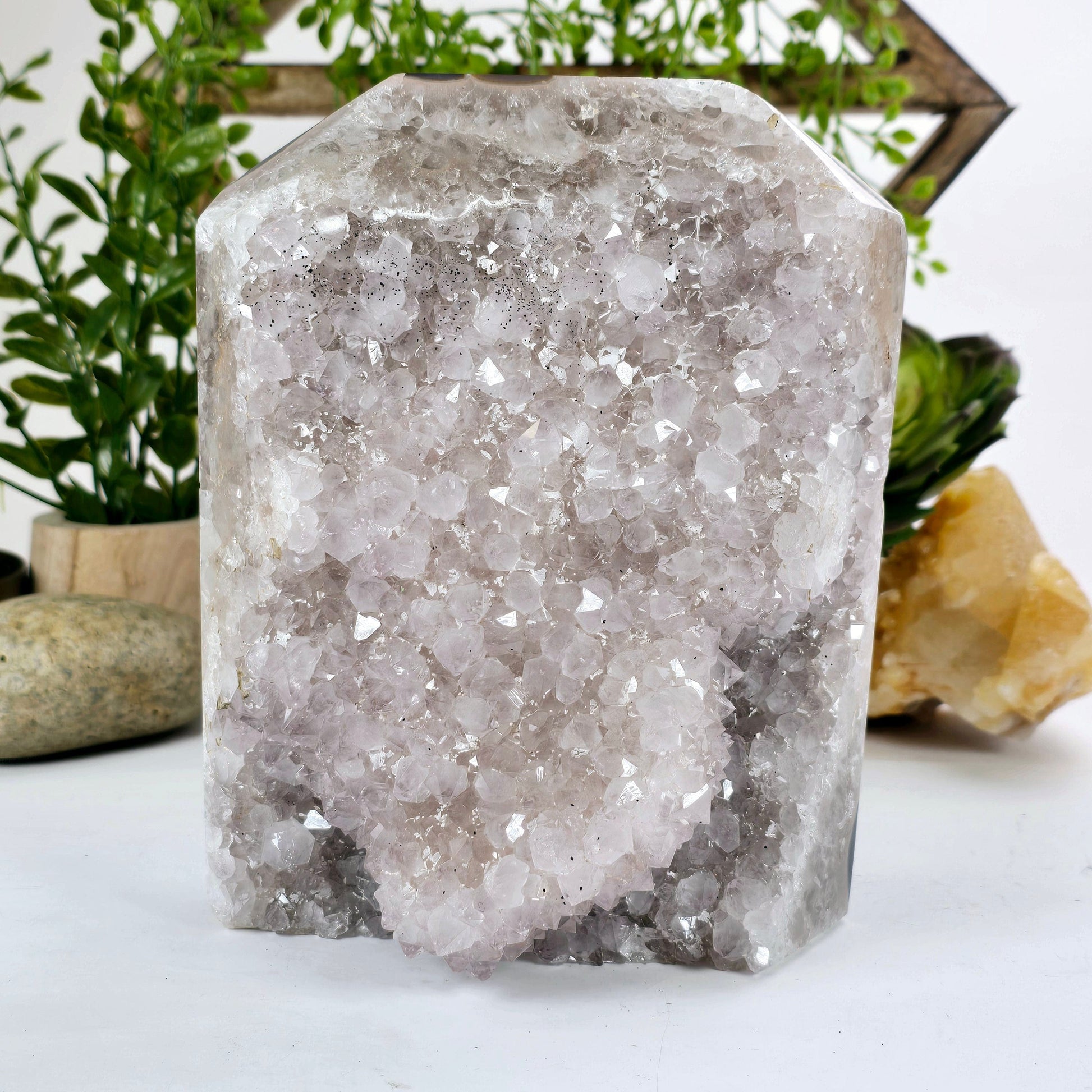 Amethyst - Light Amethyst Crystal Cut Base - One-of-a-Kind front view