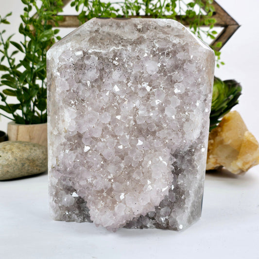 Amethyst - Light Amethyst Crystal Cut Base - One-of-a-Kind front view