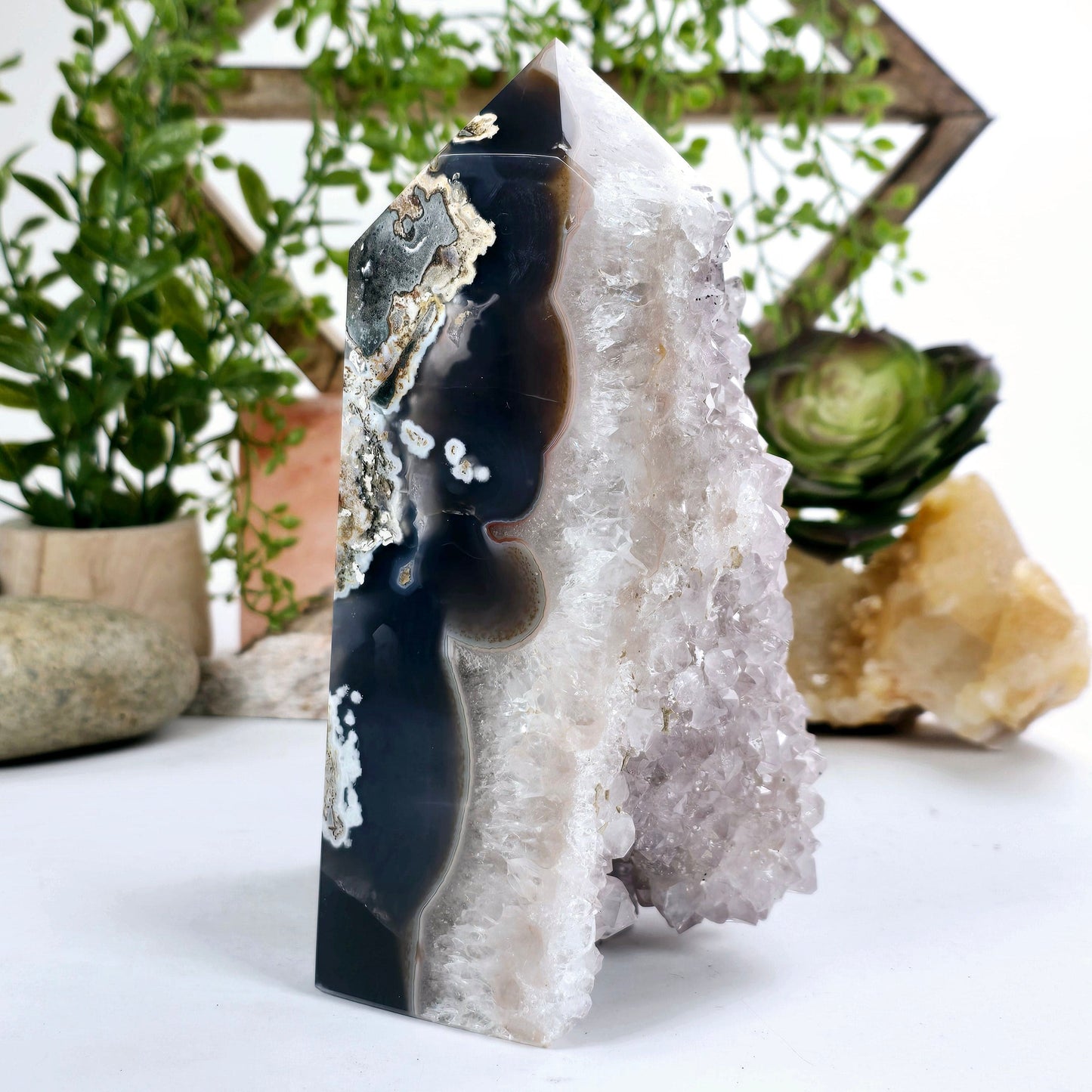 Amethyst - Light Amethyst Crystal Cut Base - One-of-a-Kind side view