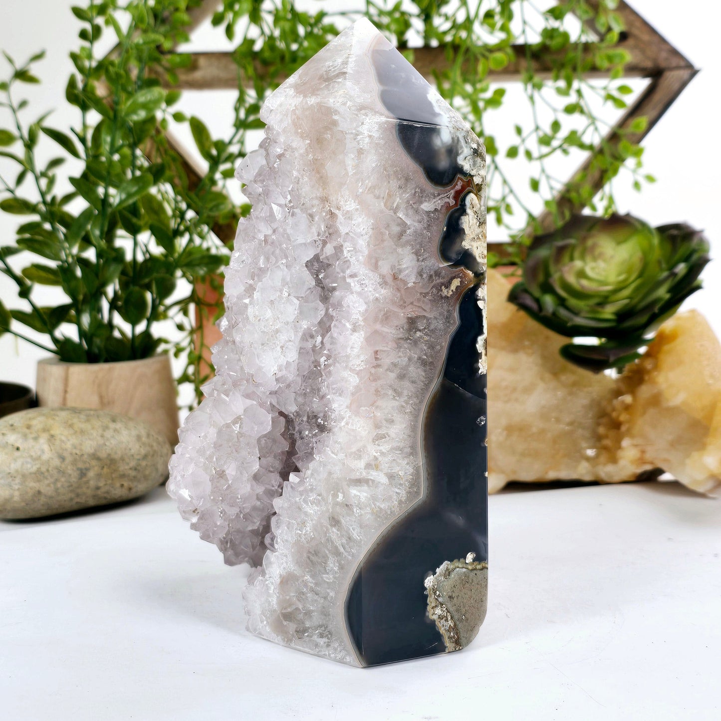 Amethyst - Light Amethyst Crystal Cut Base - One-of-a-Kind side view