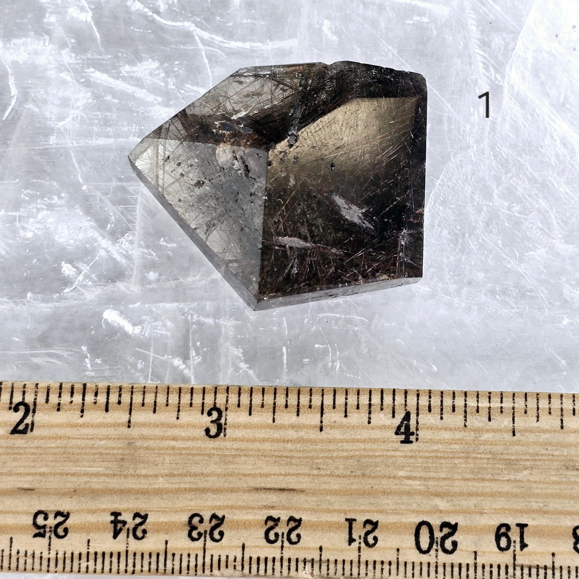 Rutilated Quartz - Polished Freeform Crystal - YOU CHOOSE #3 variant 1 labeled with ruler for size reference